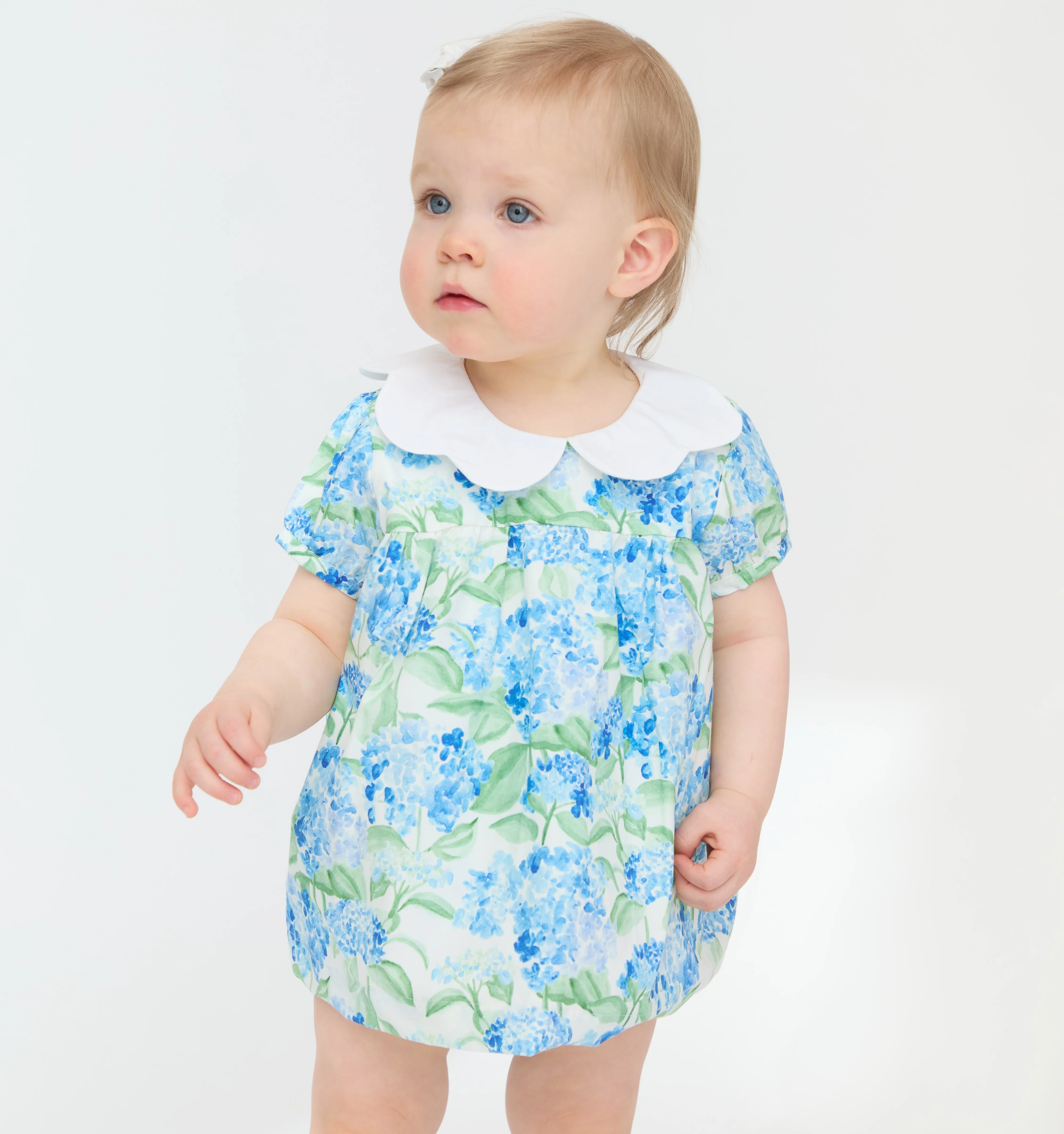 The Hill House x La Coqueta Hestia Baby Girl Set - Blue Watercolor Hydrangea