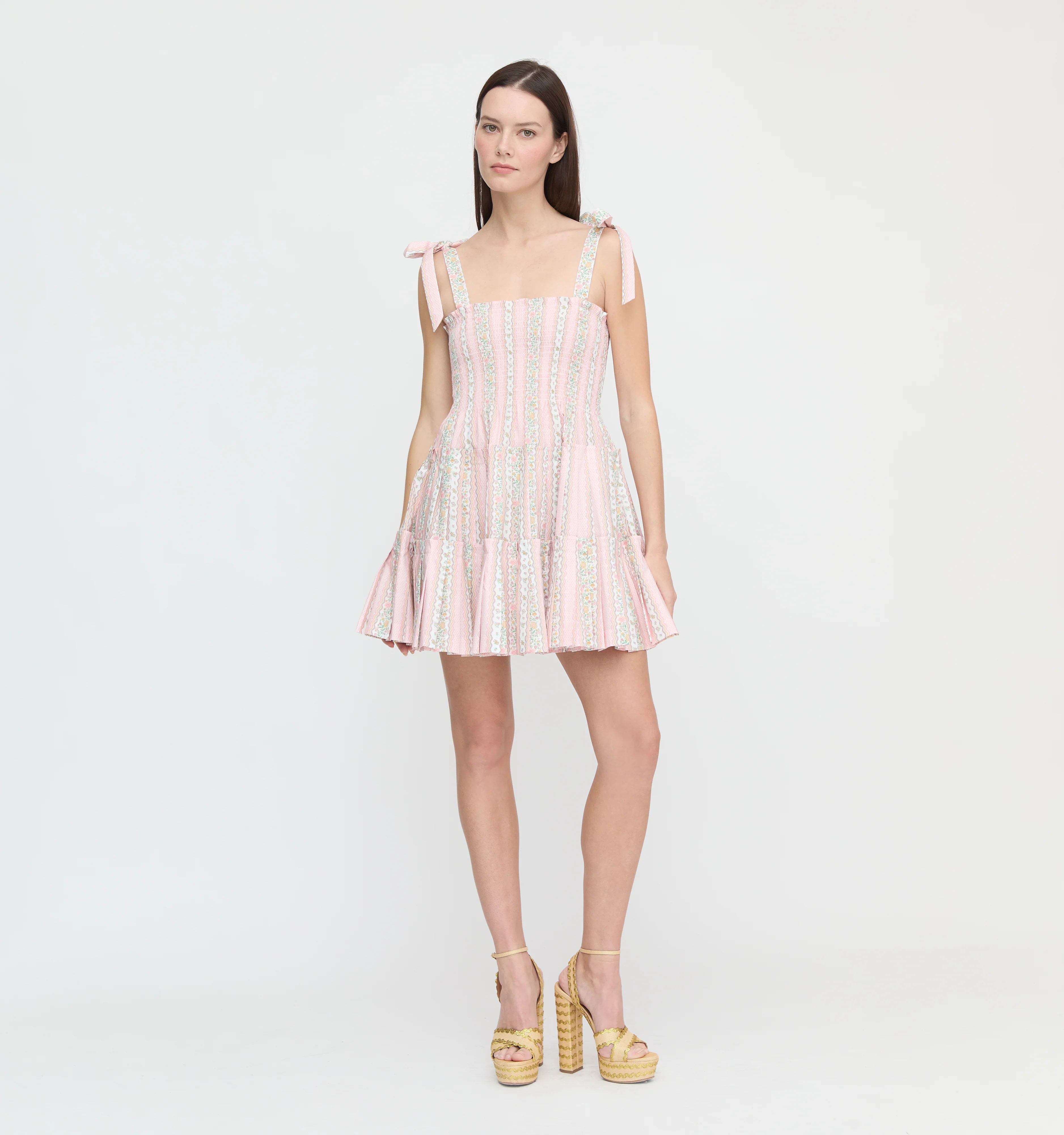 The Hill House x La Coqueta Ribbon Charlotte Nap Dress - Pink Floral Stripe