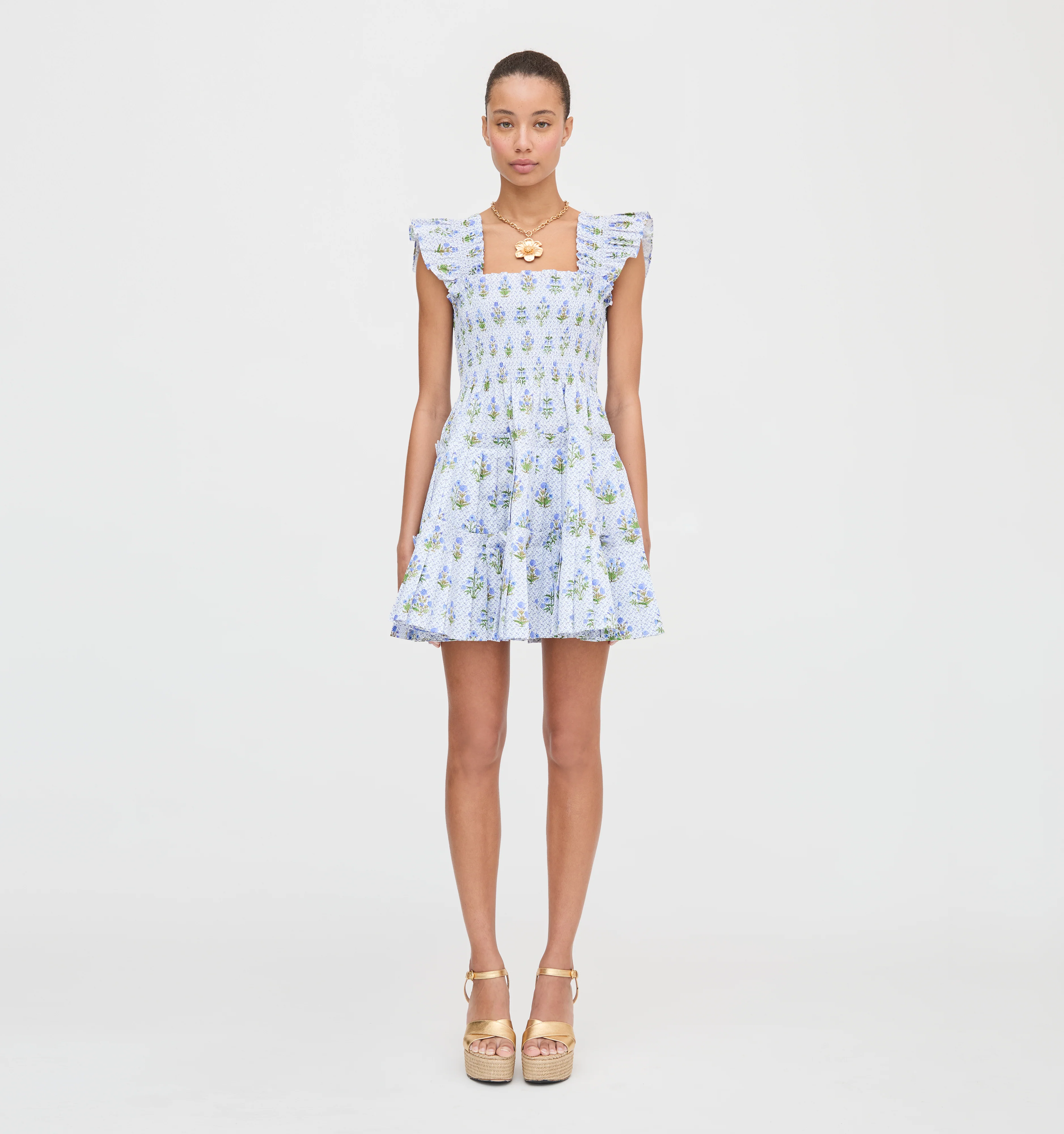 The Charlotte Nap Dress - Blue Block Print
