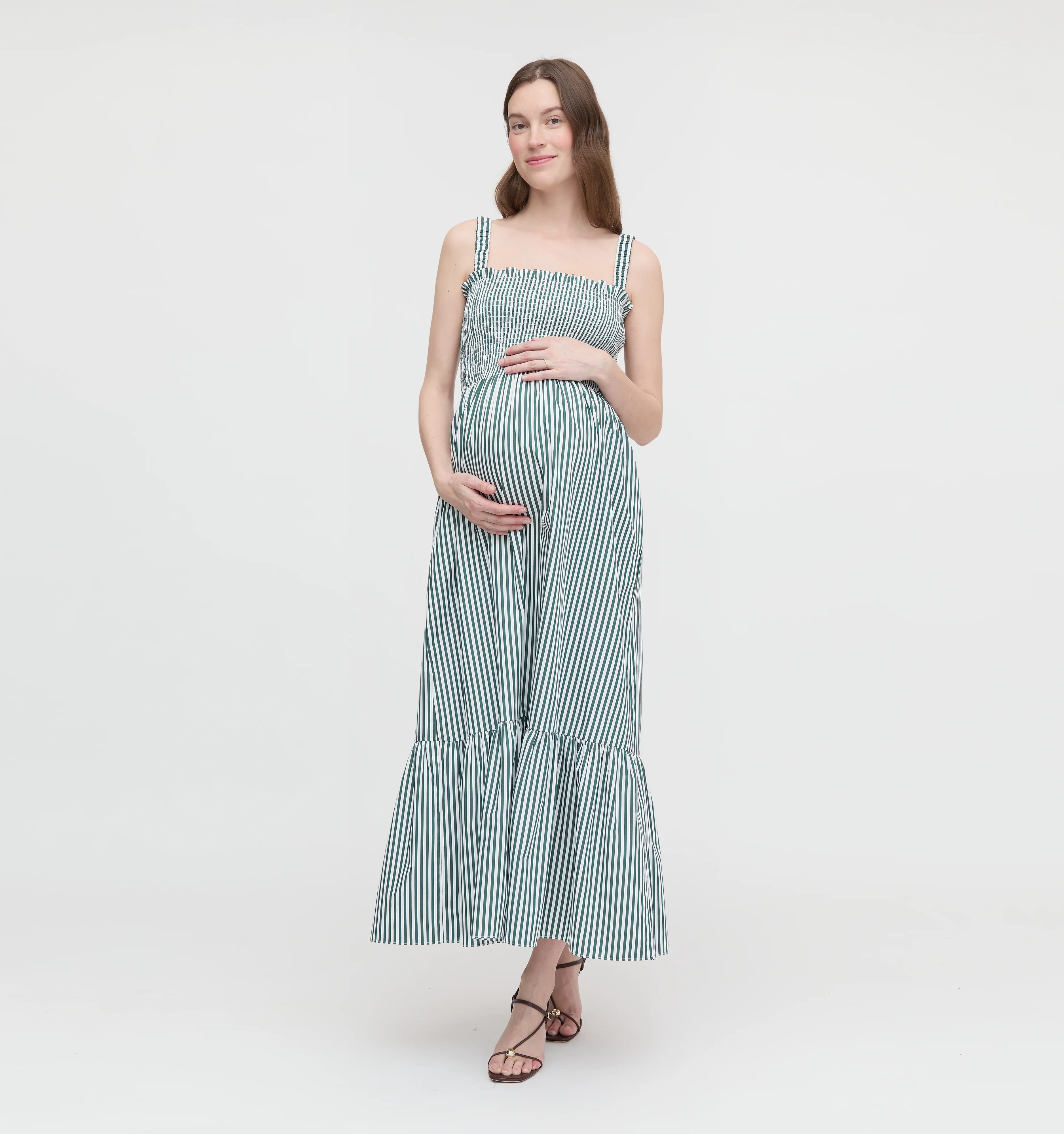 The Maternity Anjuli Nap Dress - Green Stripe