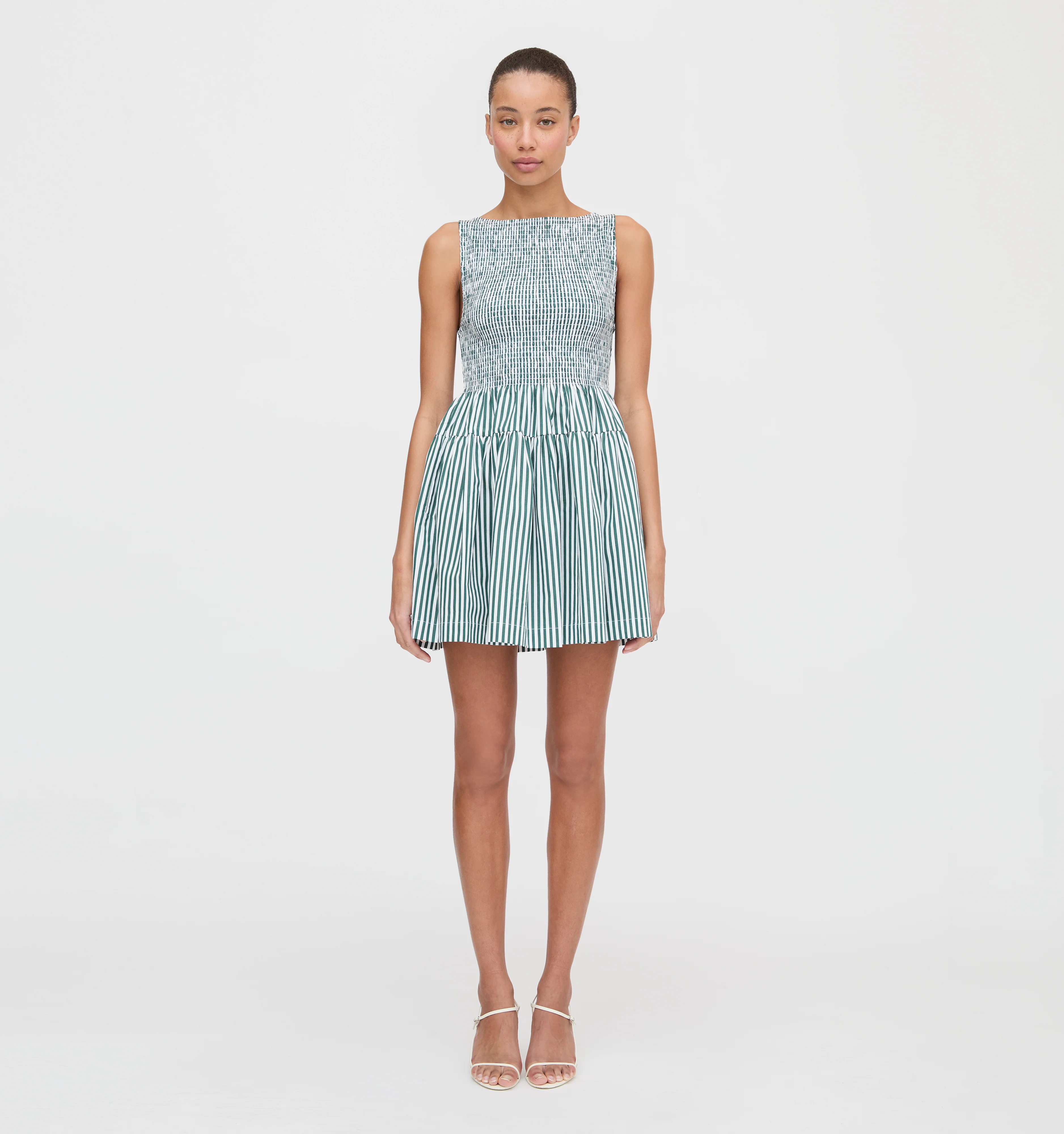 The Cosima Mini Nap Dress - Green Stripe