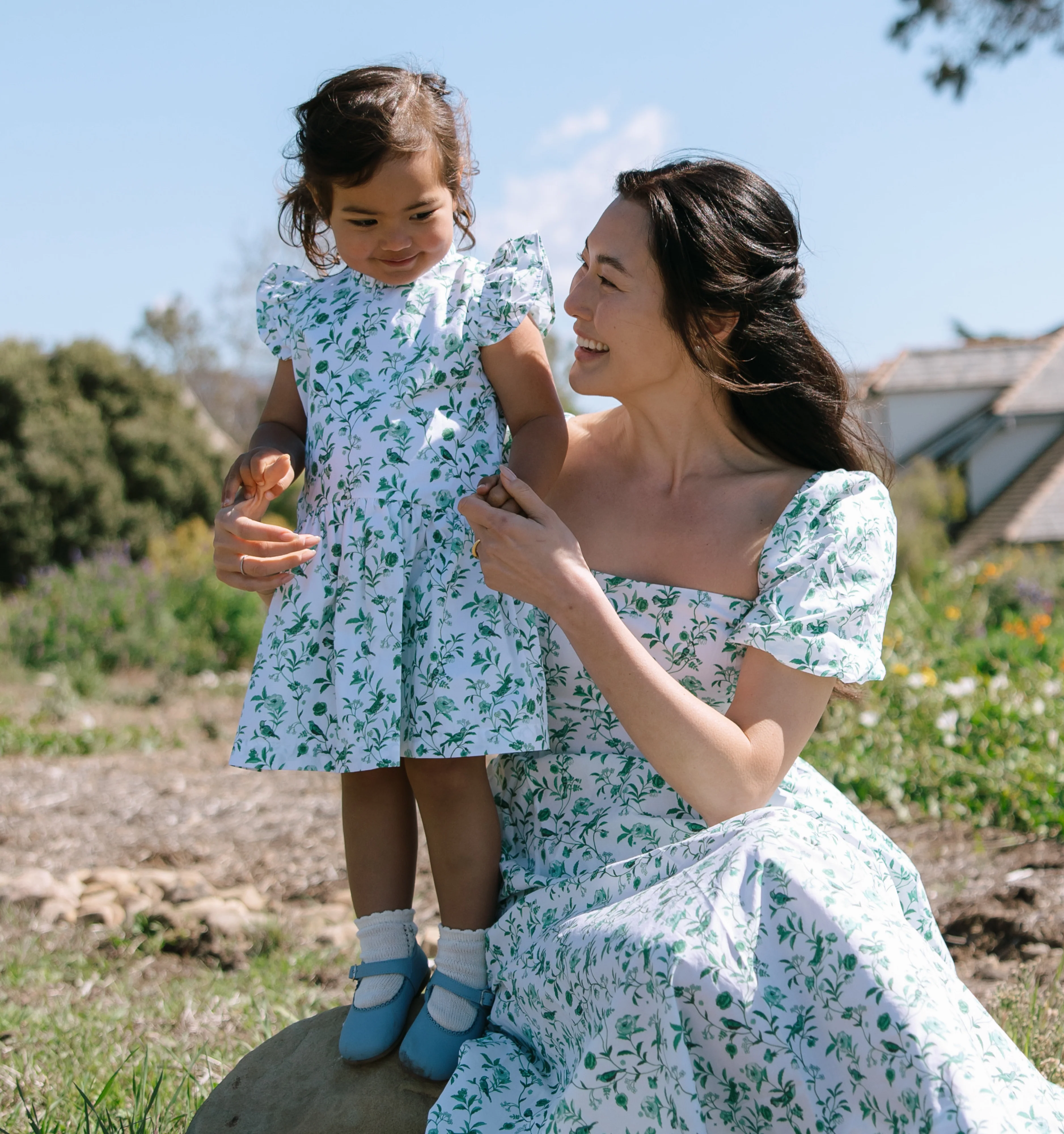 The Hill House x La Coqueta Rita Dress - Green Bird Floral