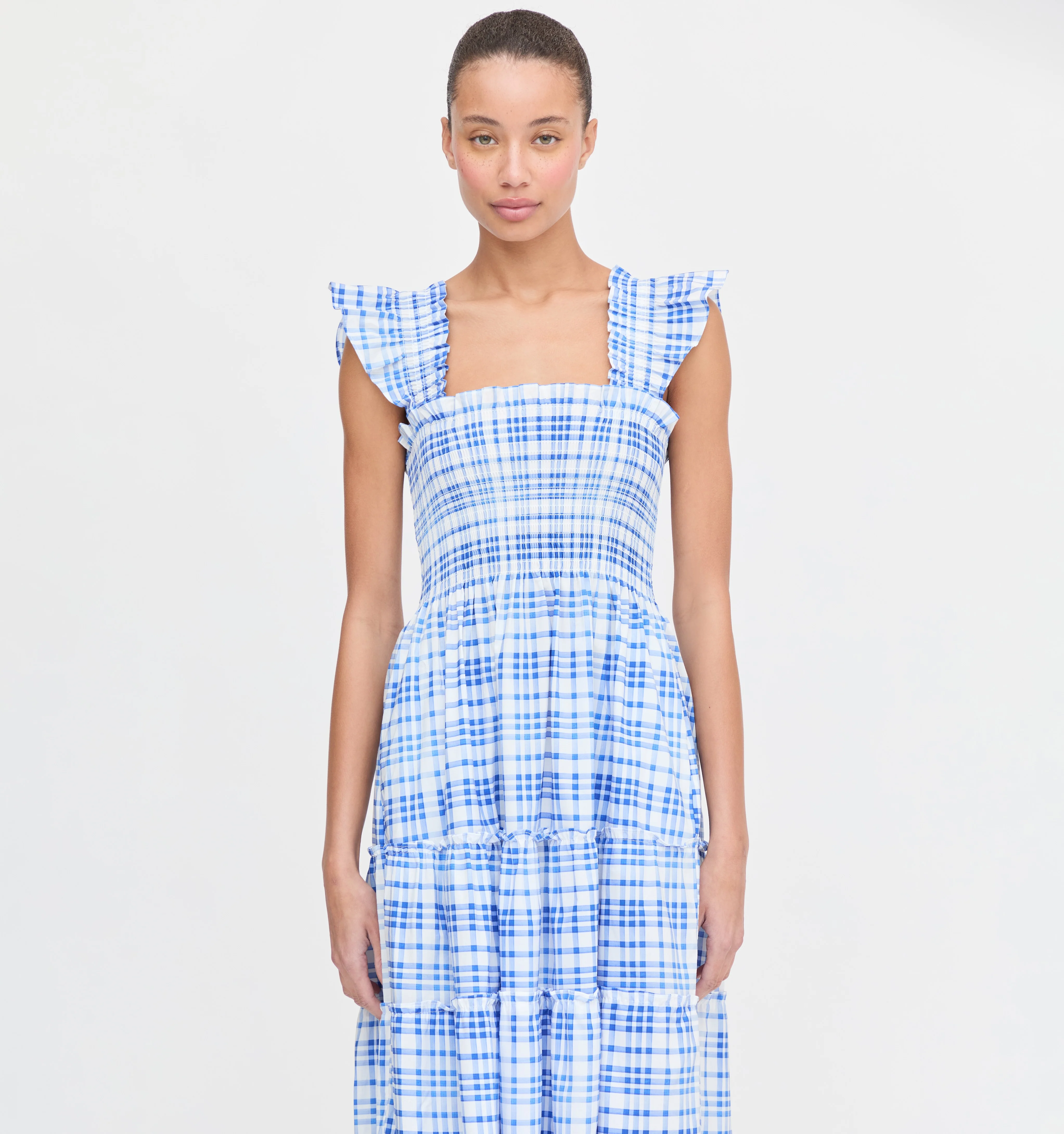 The Ellie Nap Dress - Blue Watercolor Gingham