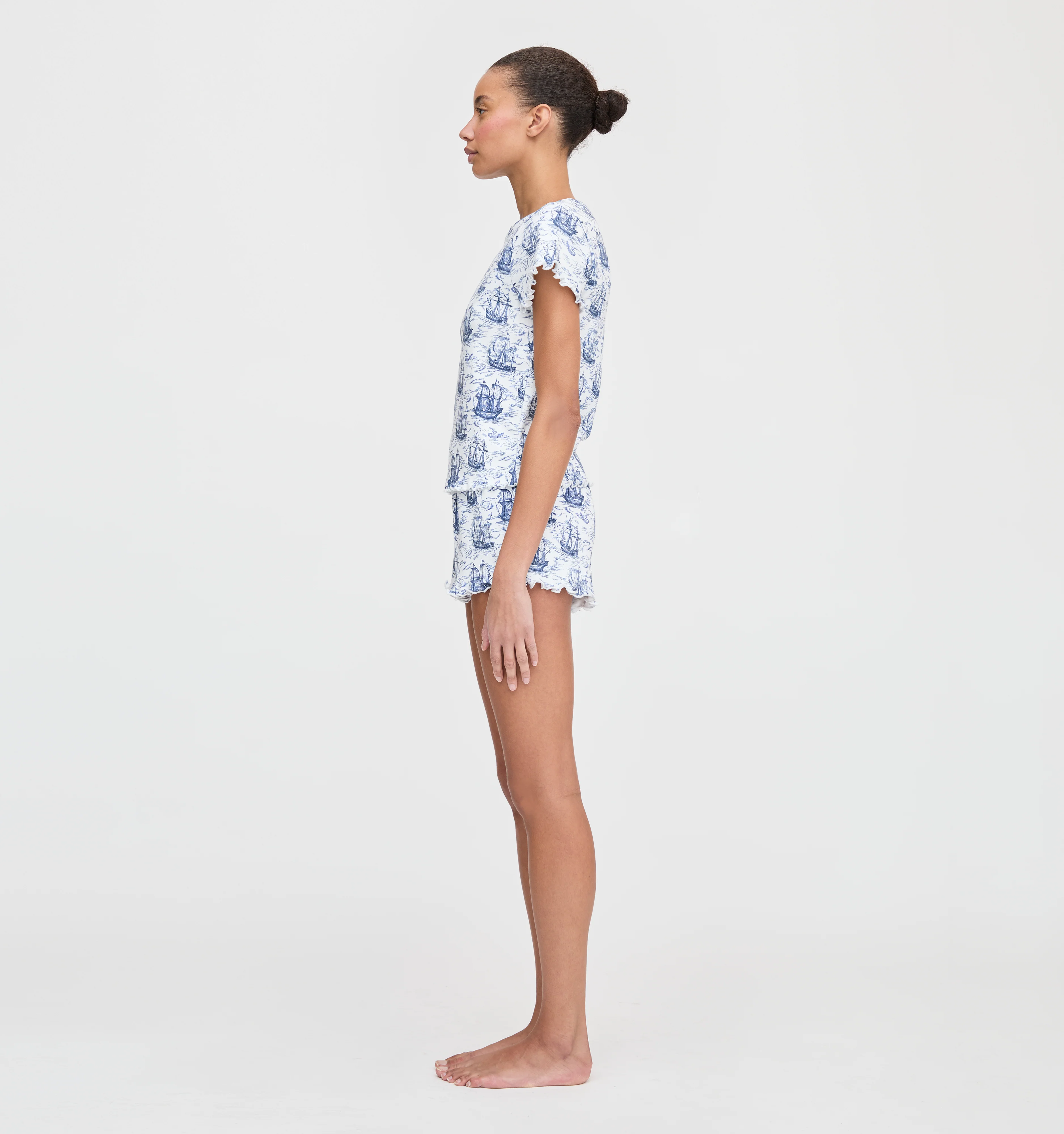 The Nina Pajama Set - Navy Mariner's Toile