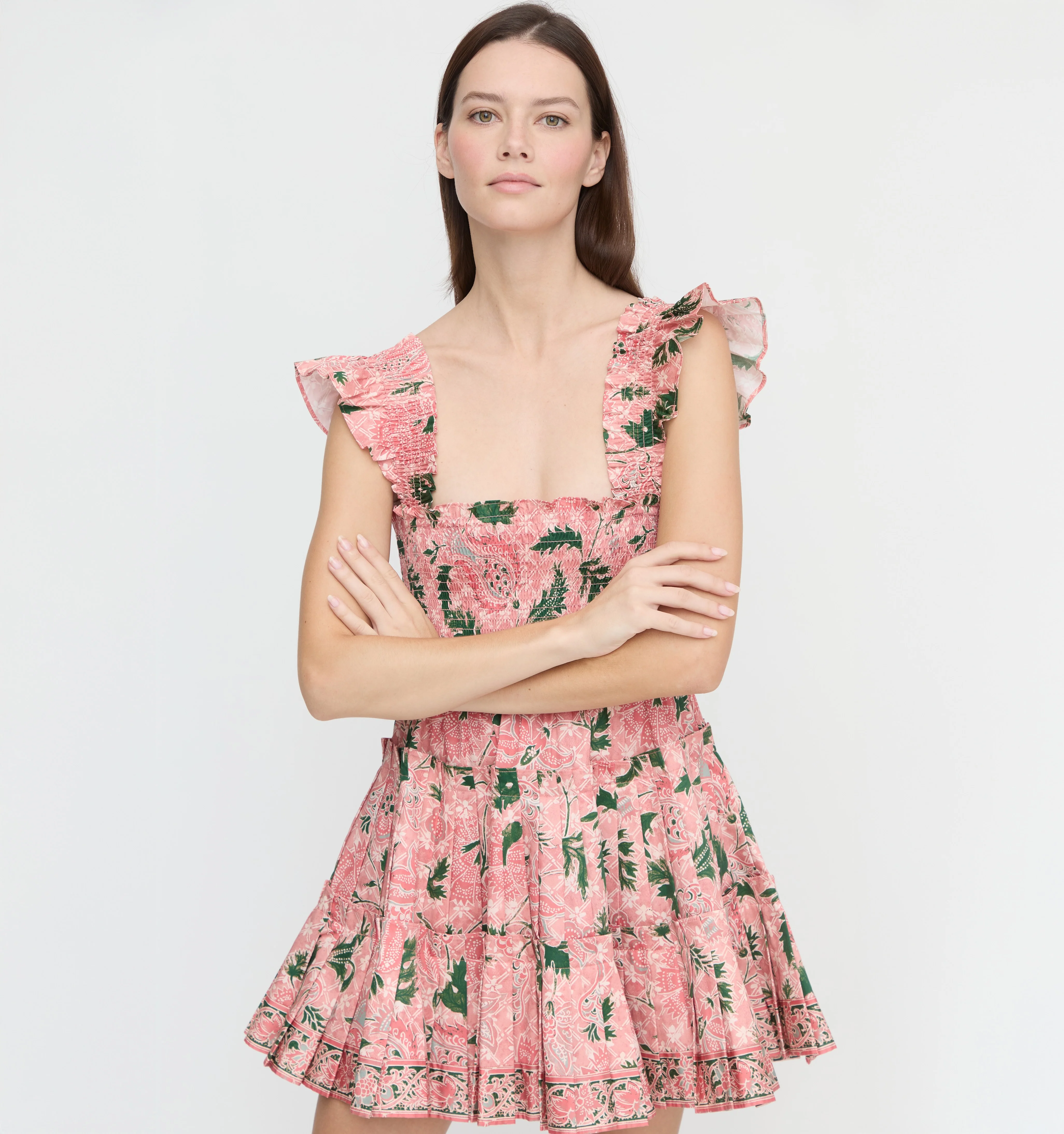 The Charlotte Nap Dress - Rose Calico Trellis