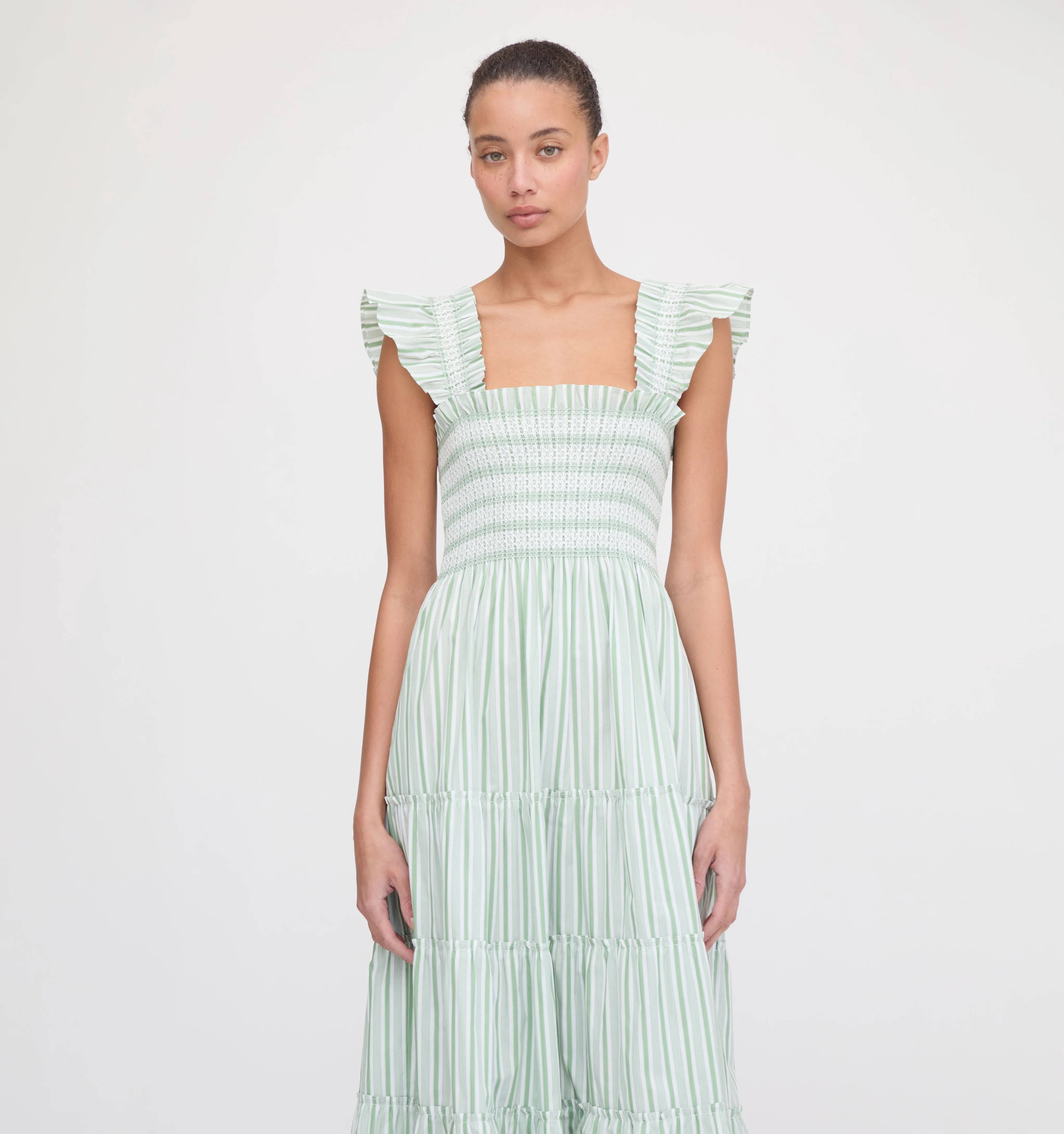 The Ellie Nap Dress - Apple Green Stripe