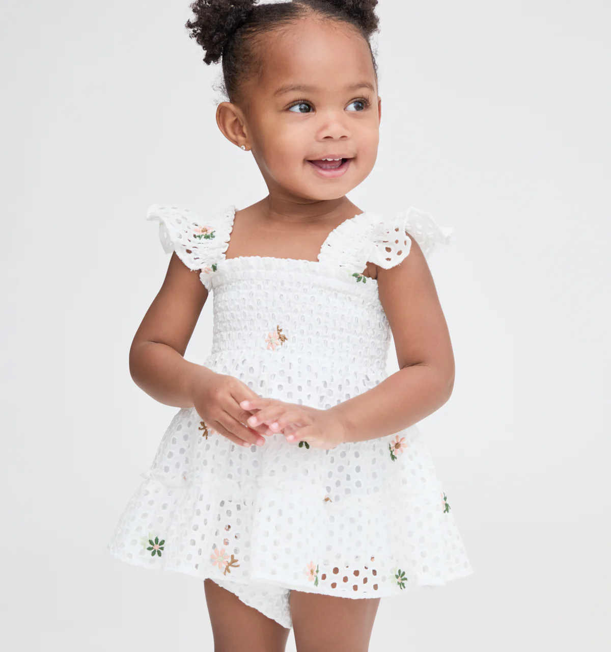 The Baby Ellie Nap Dress - White Daisy Eyelet