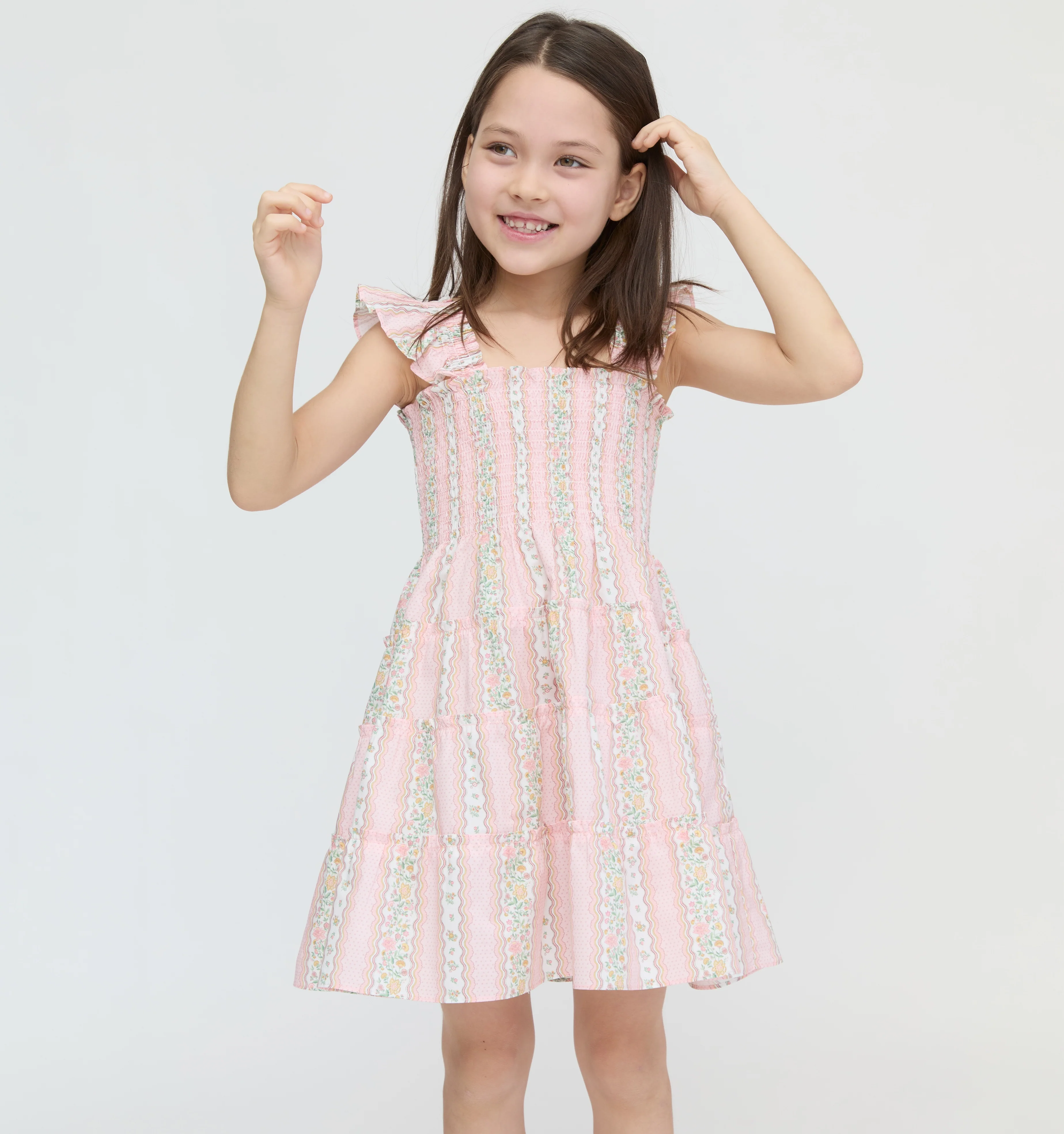 The Hill House x La Coqueta Tiny Ellie Nap Dress - Pink Floral Stripe