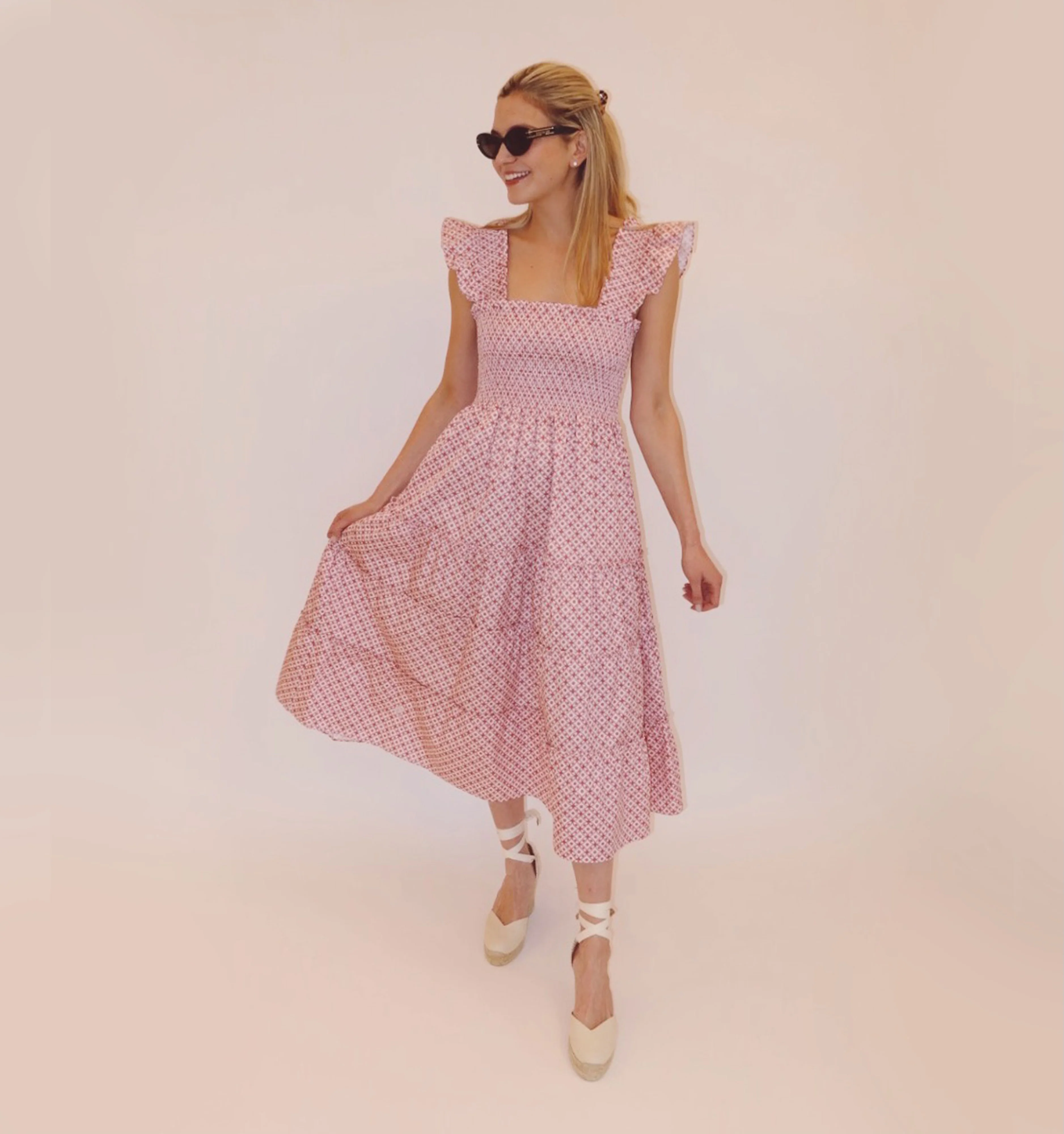 The Ellie Nap Dress - Rose Circular Lattice