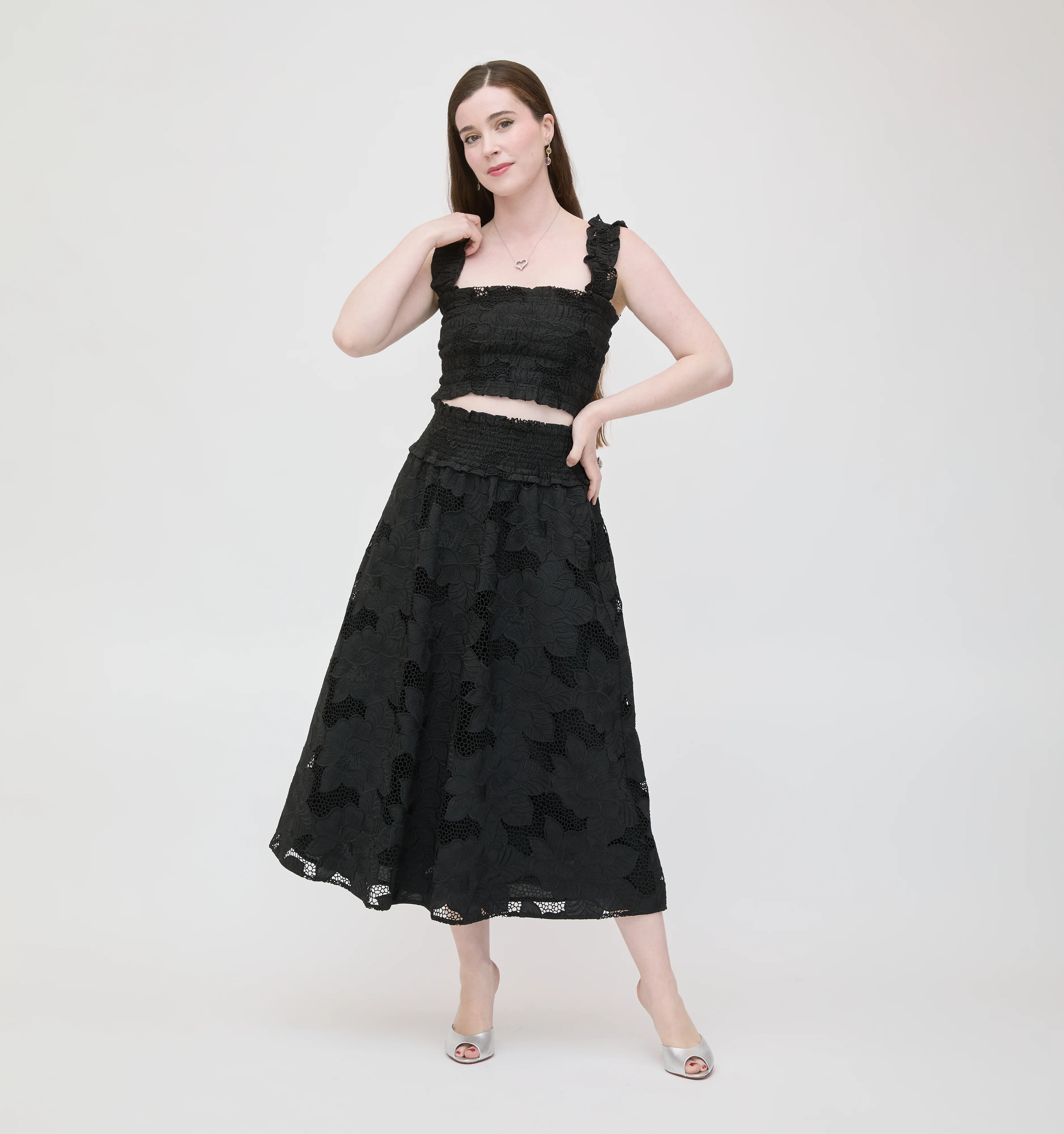 The Azalea Nap Top - Black Floral Lace