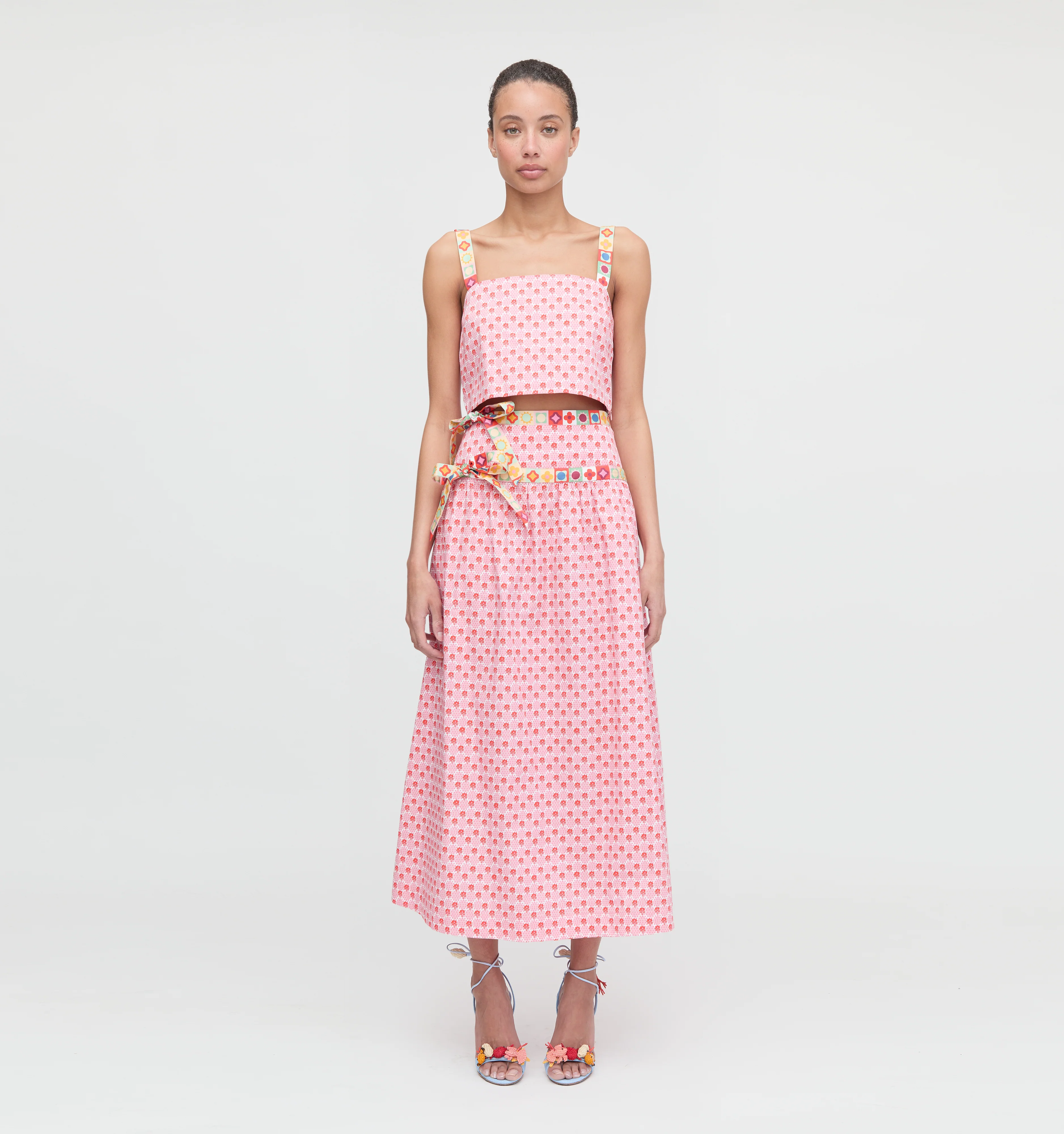 The Clara Crop Top - Pink Cala Check