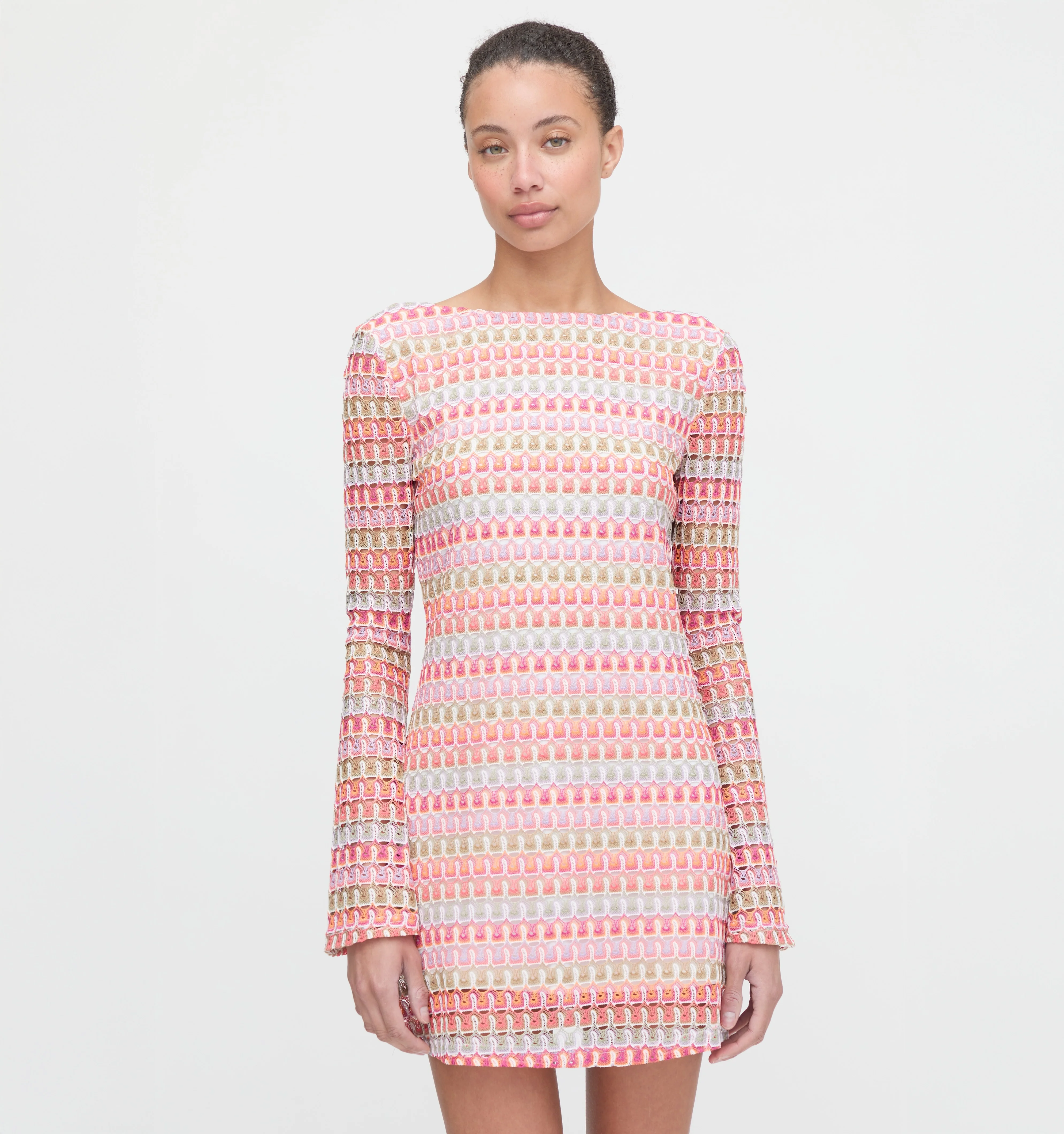 The Nathalie Dress - Pastel Crochet Knit