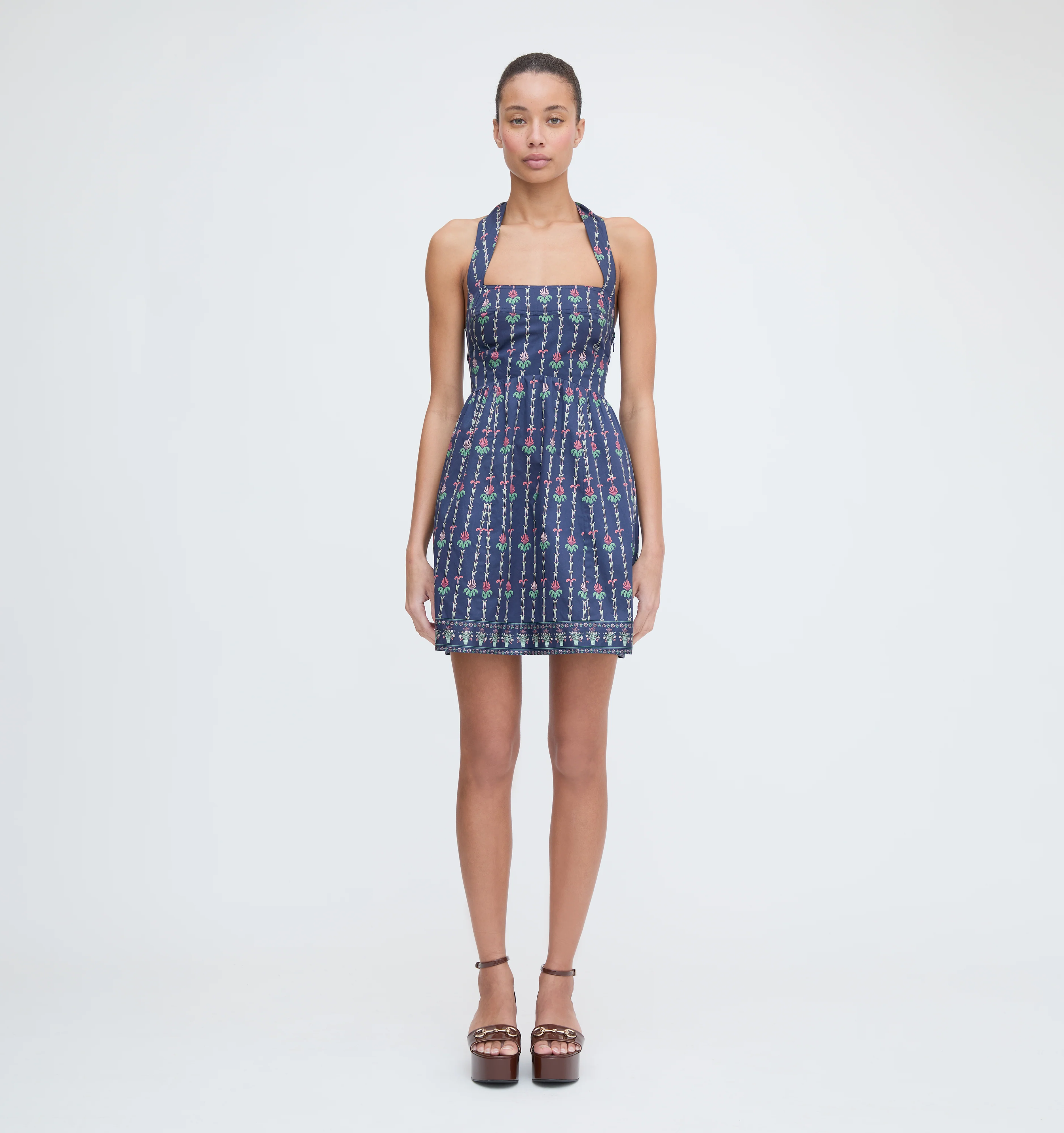 The Fleur Mini Dress - Navy Trailing Fern