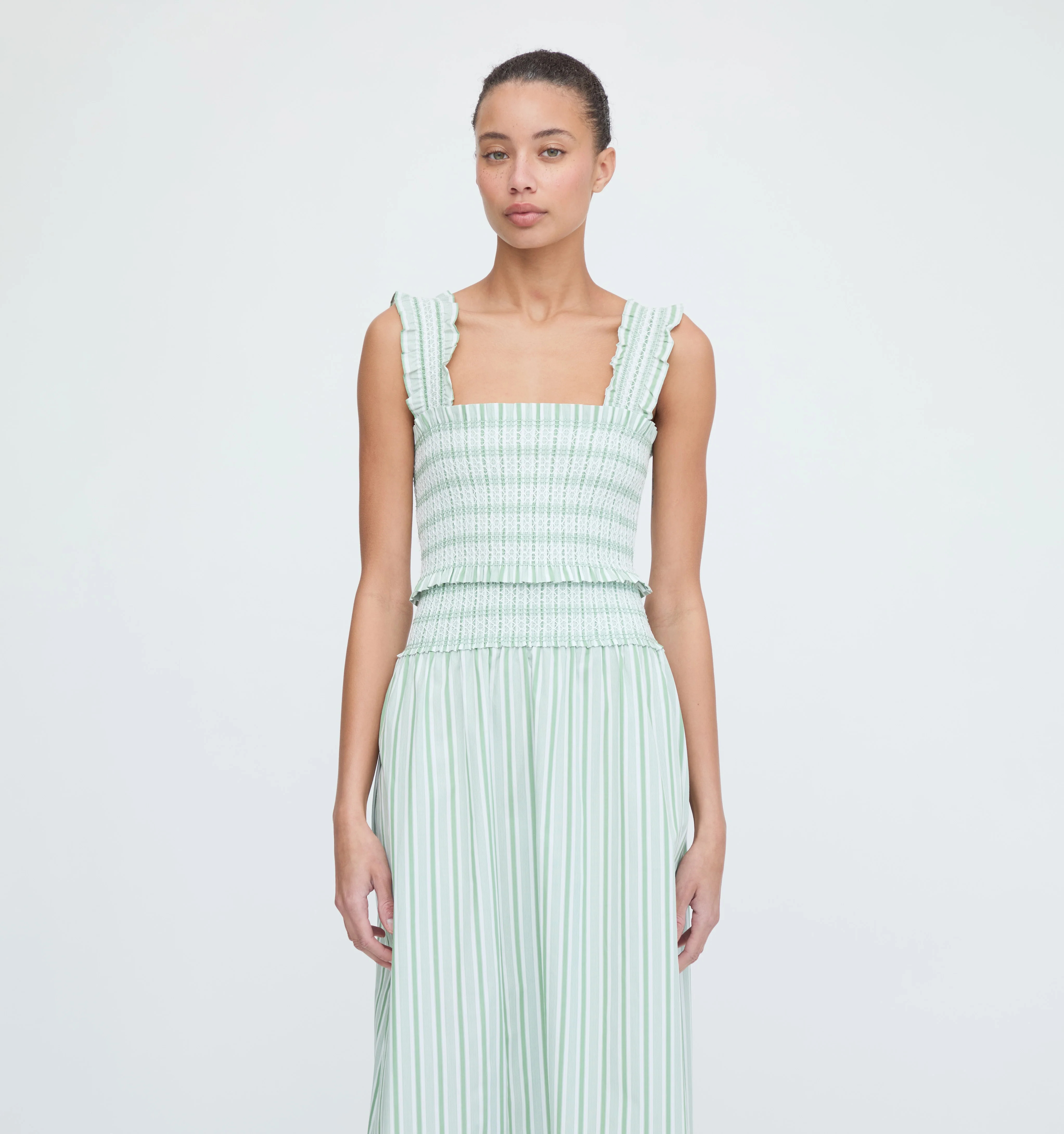 The Azalea Nap Top - Apple Green Stripe