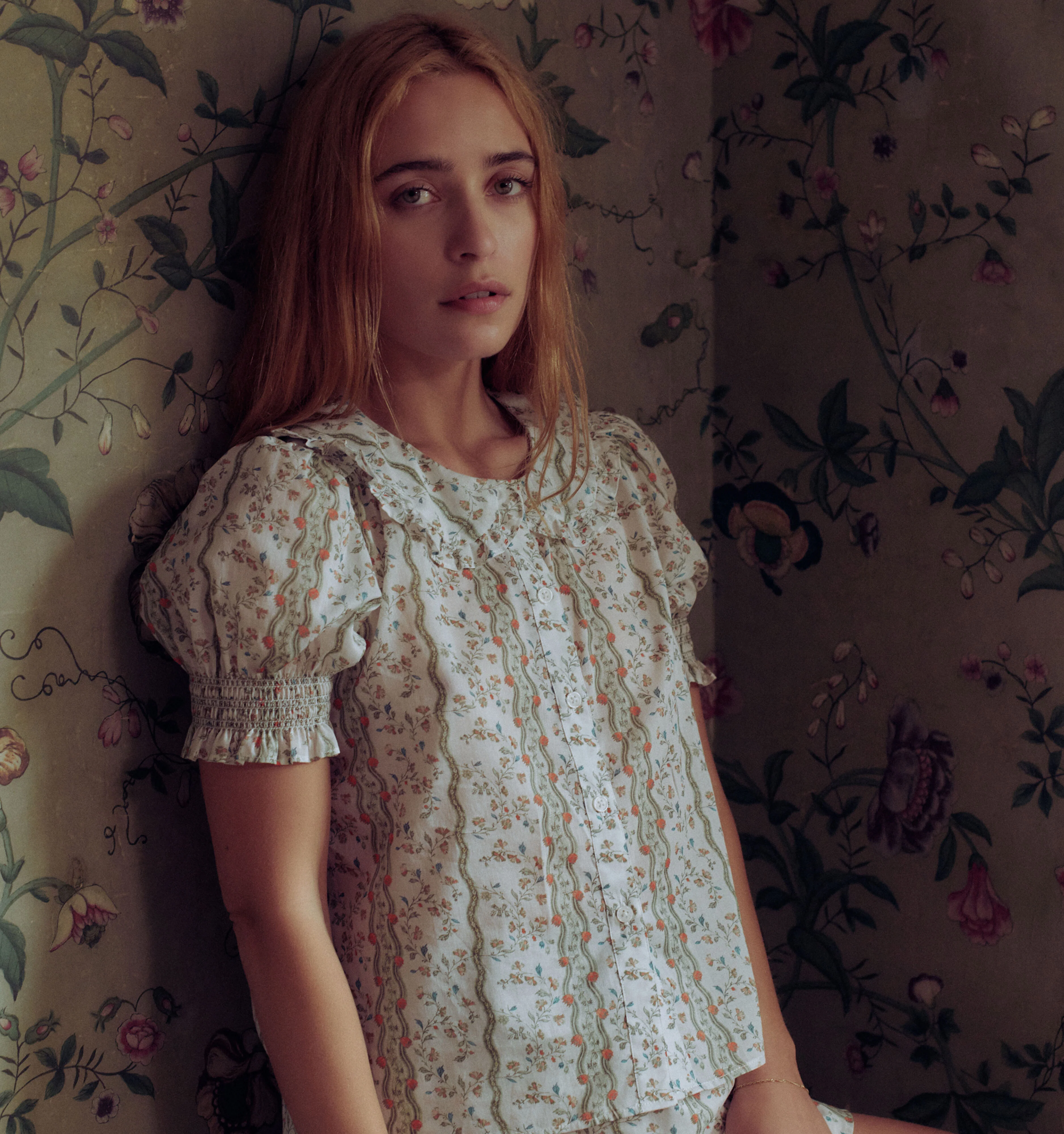 The Adelaide Top - Green Provence Floral