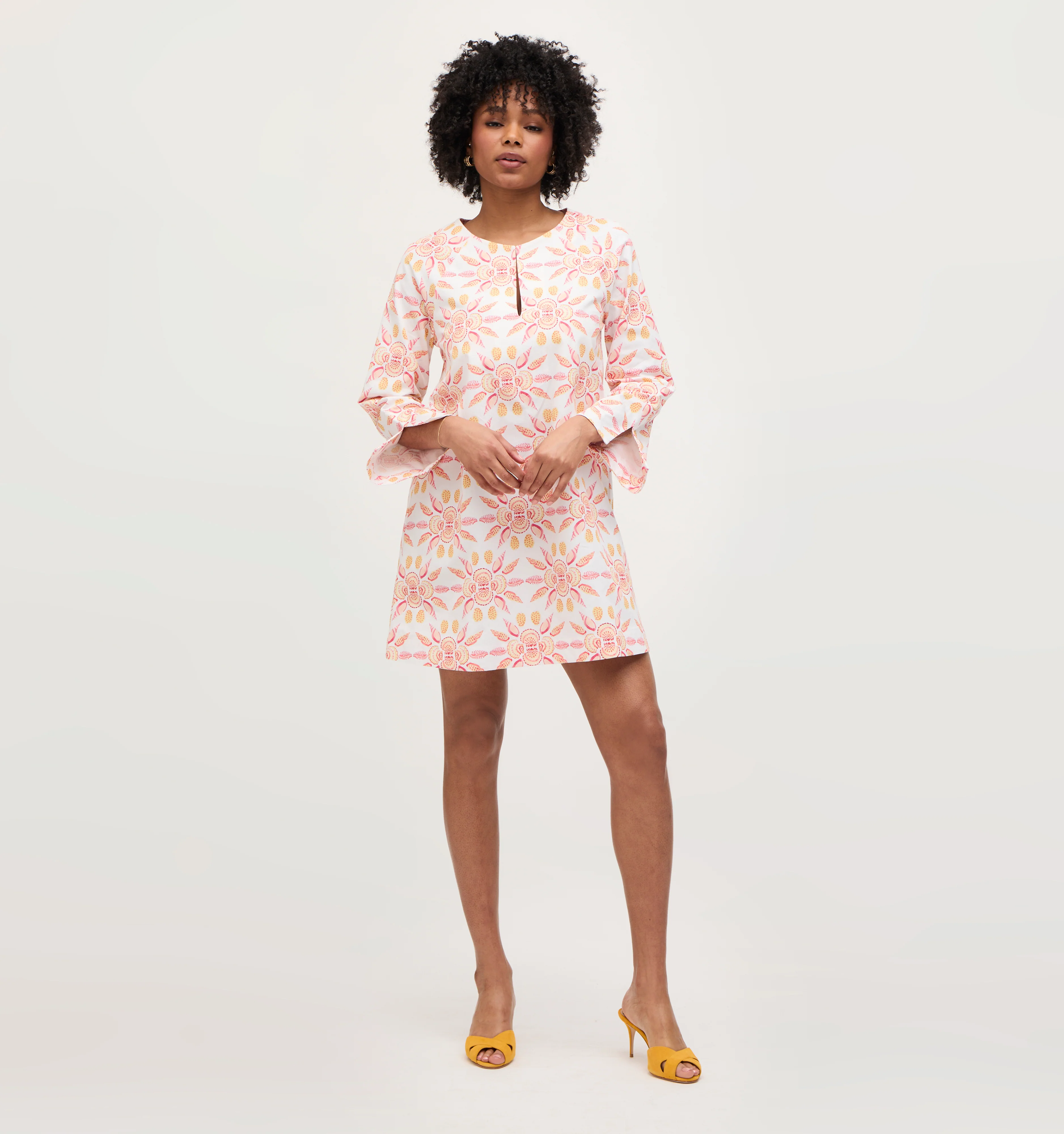 The Artemis Dress - Orange Shell Mosaic Cotton