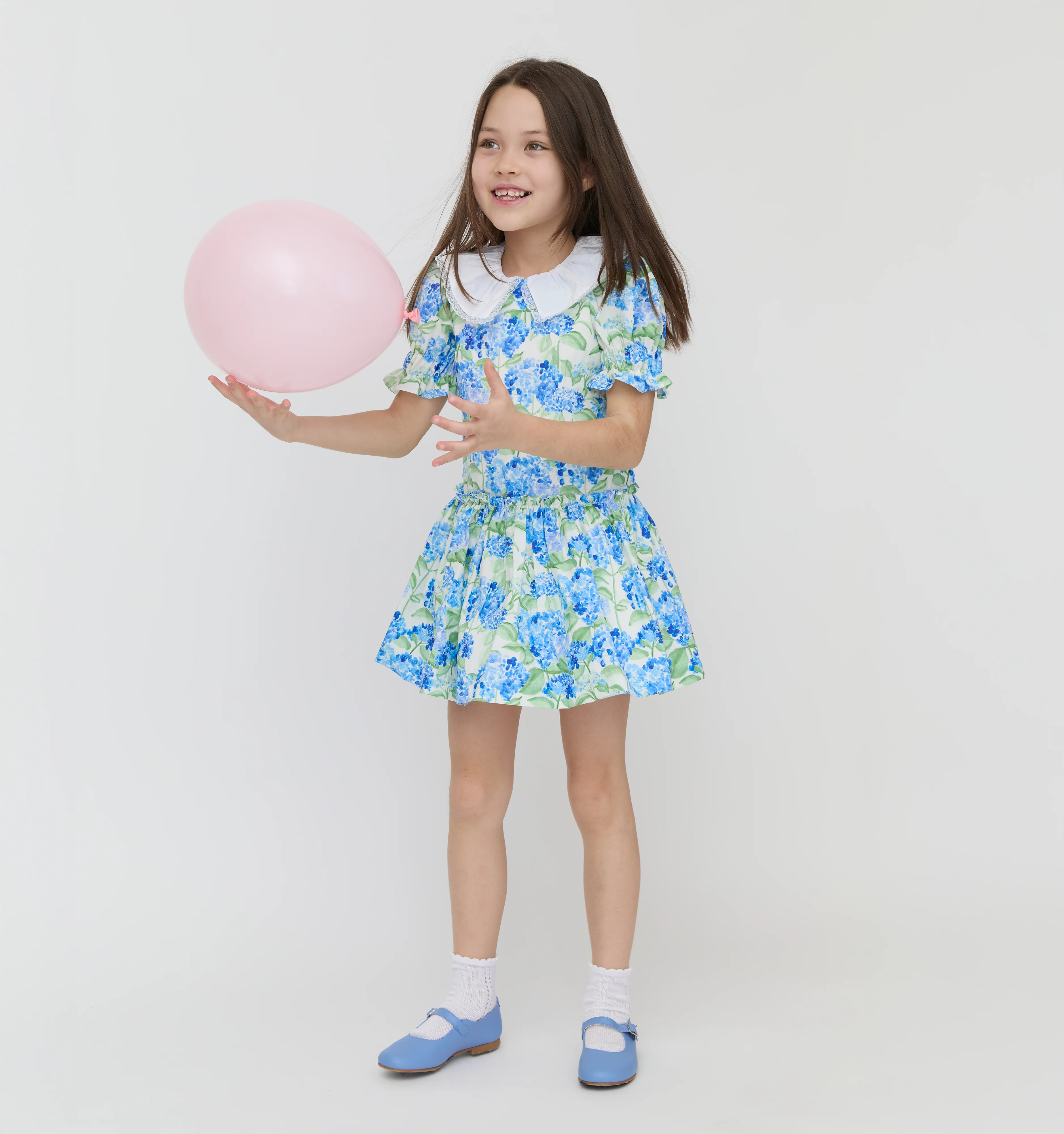 The Hill House x La Coqueta Izara Dress - Blue Watercolor Hydrangea