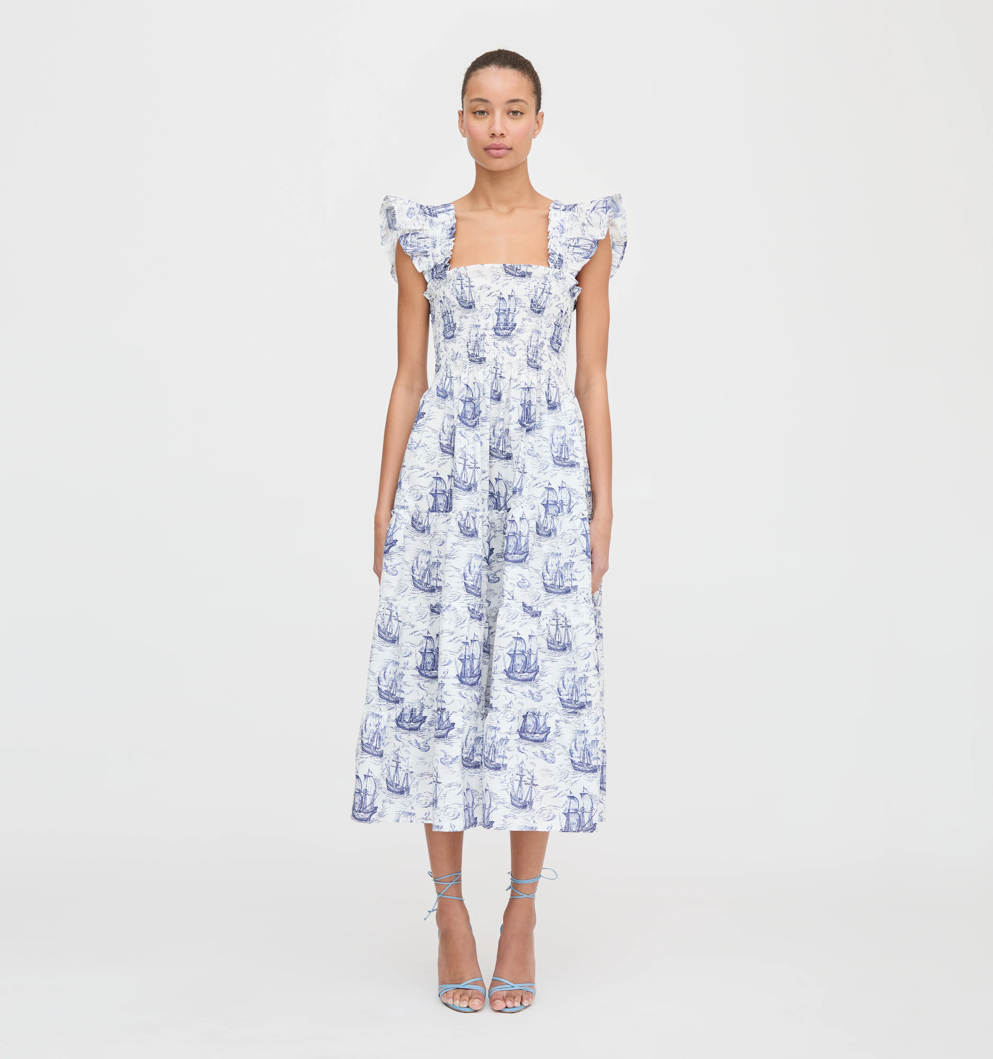 The Ellie Nap Dress - Navy Mariner's Toile
