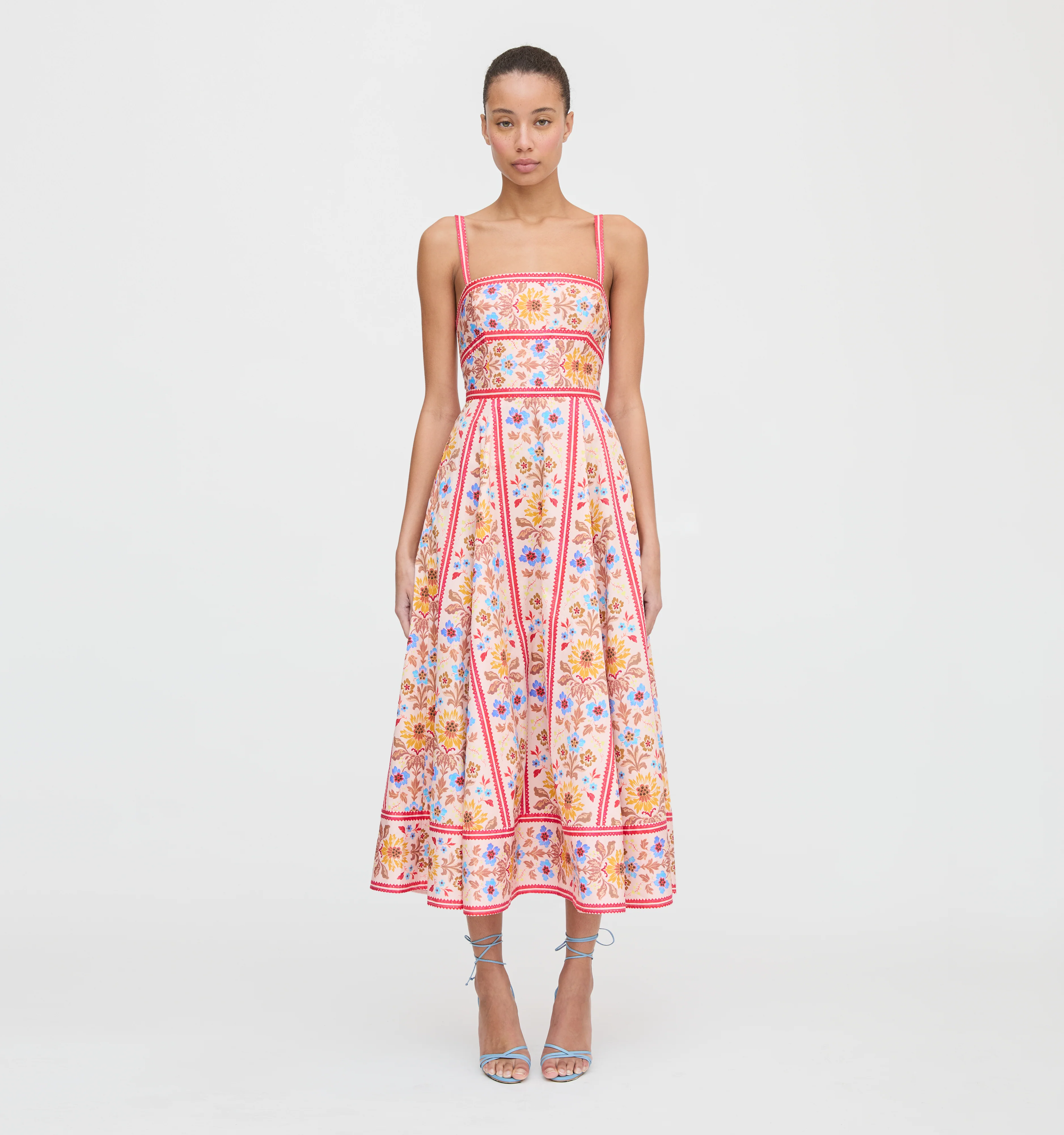 The Margot Dress - Pink Floral Block Stripe