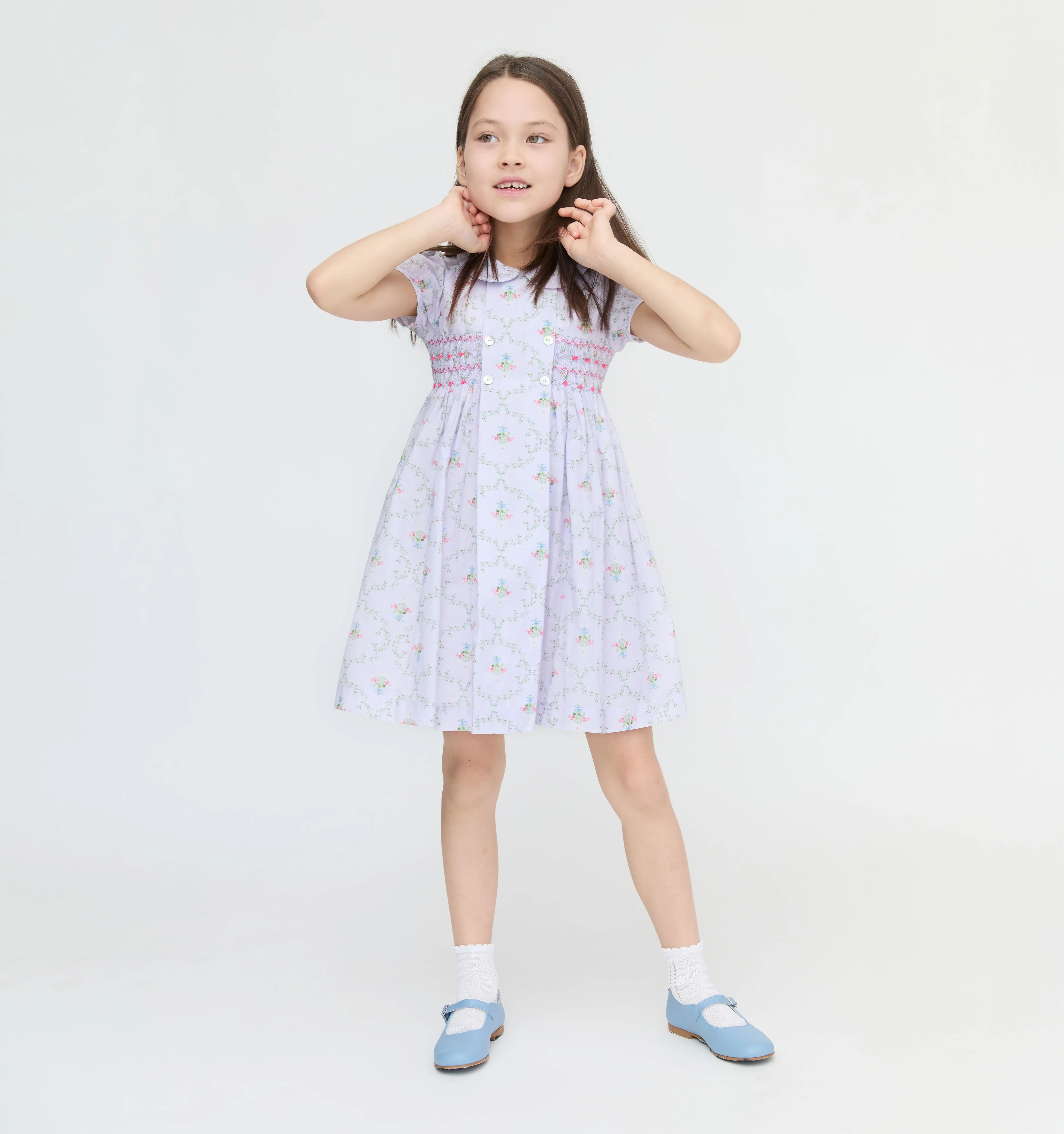 The Hill House x La Coqueta Arcadia Dress - Lilac Trellis