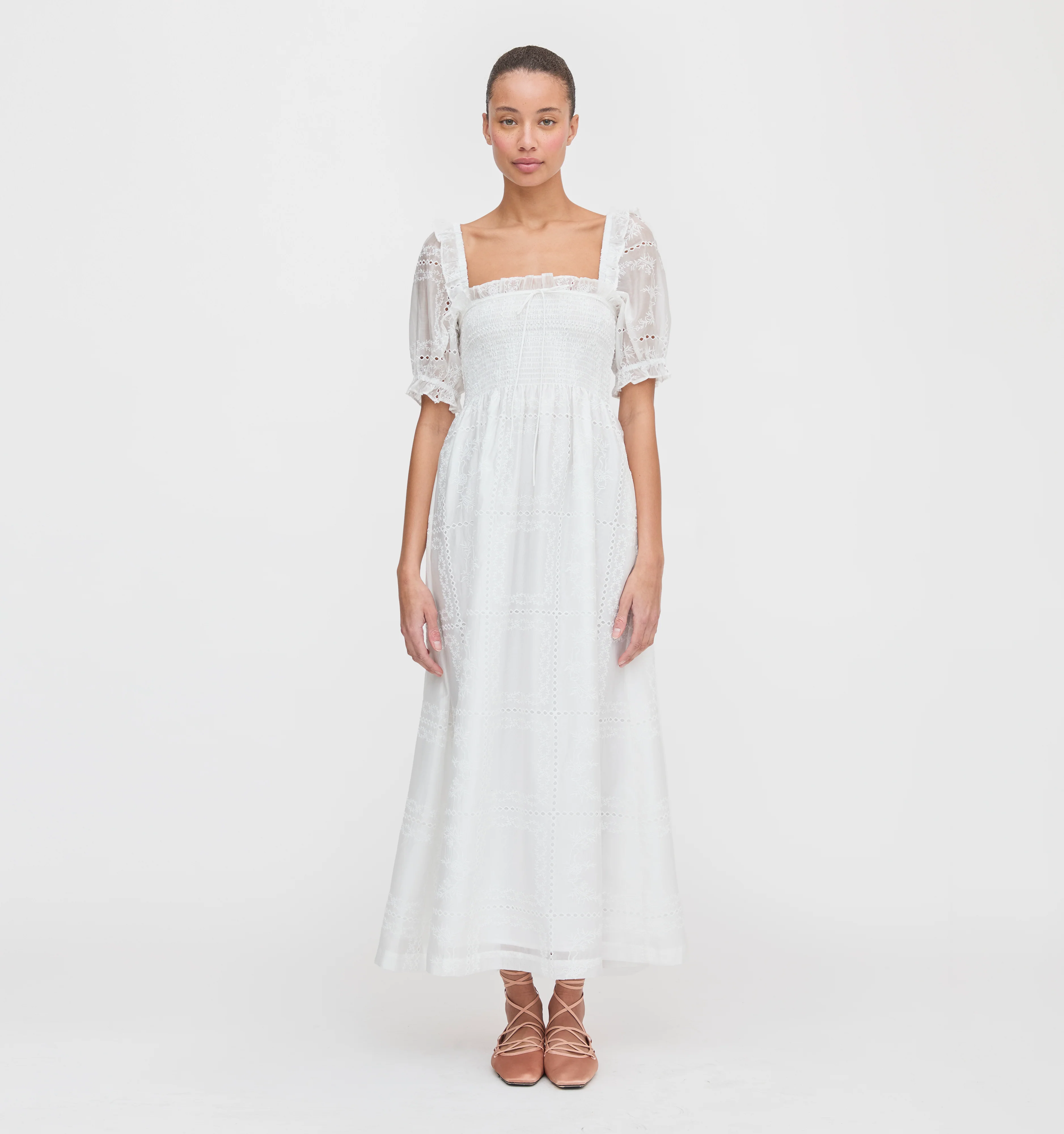 The Scarlett Nap Dress - White Patchwork Organza