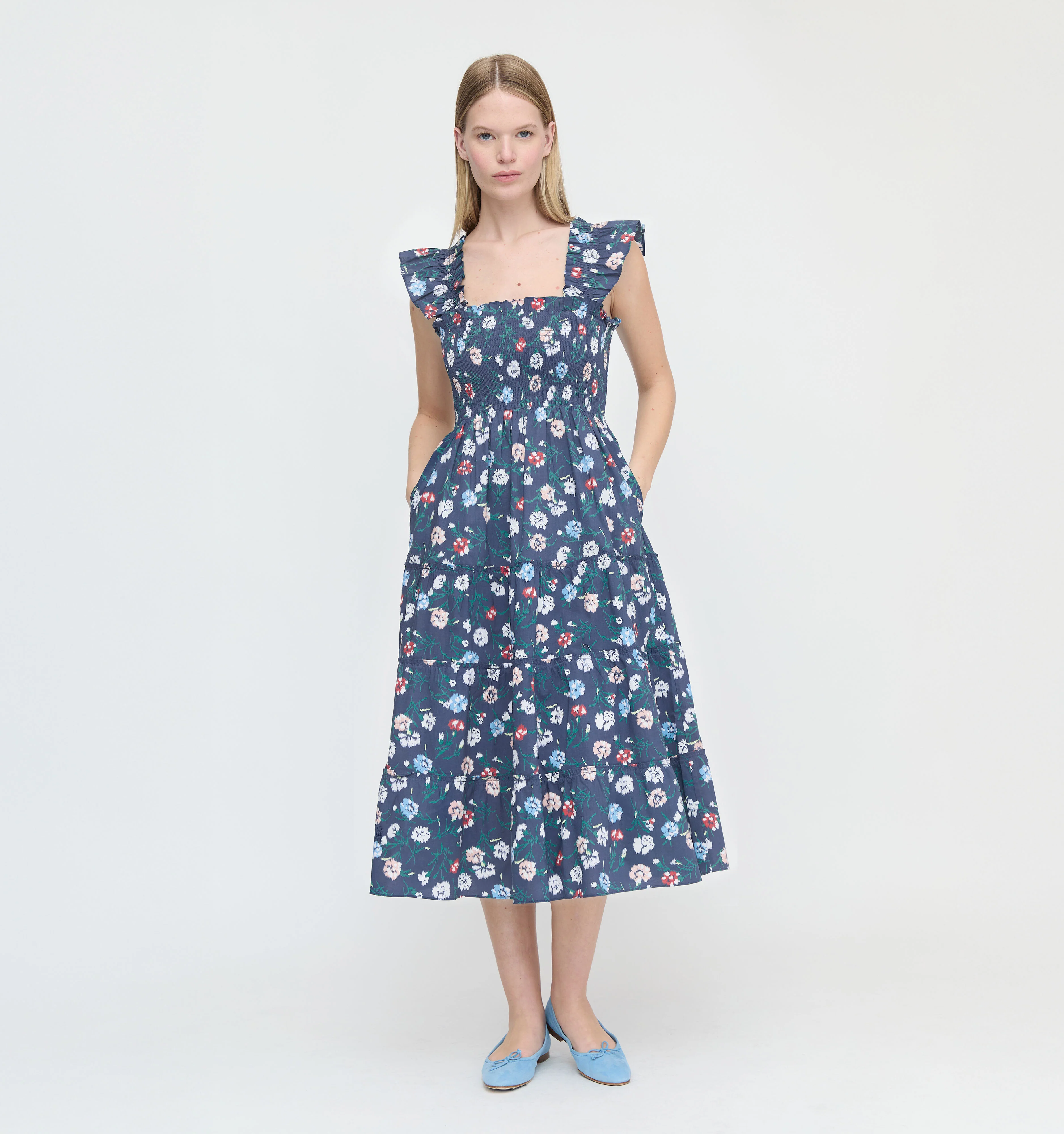The Ellie Nap Dress - Navy Belgravia Floral Ikat