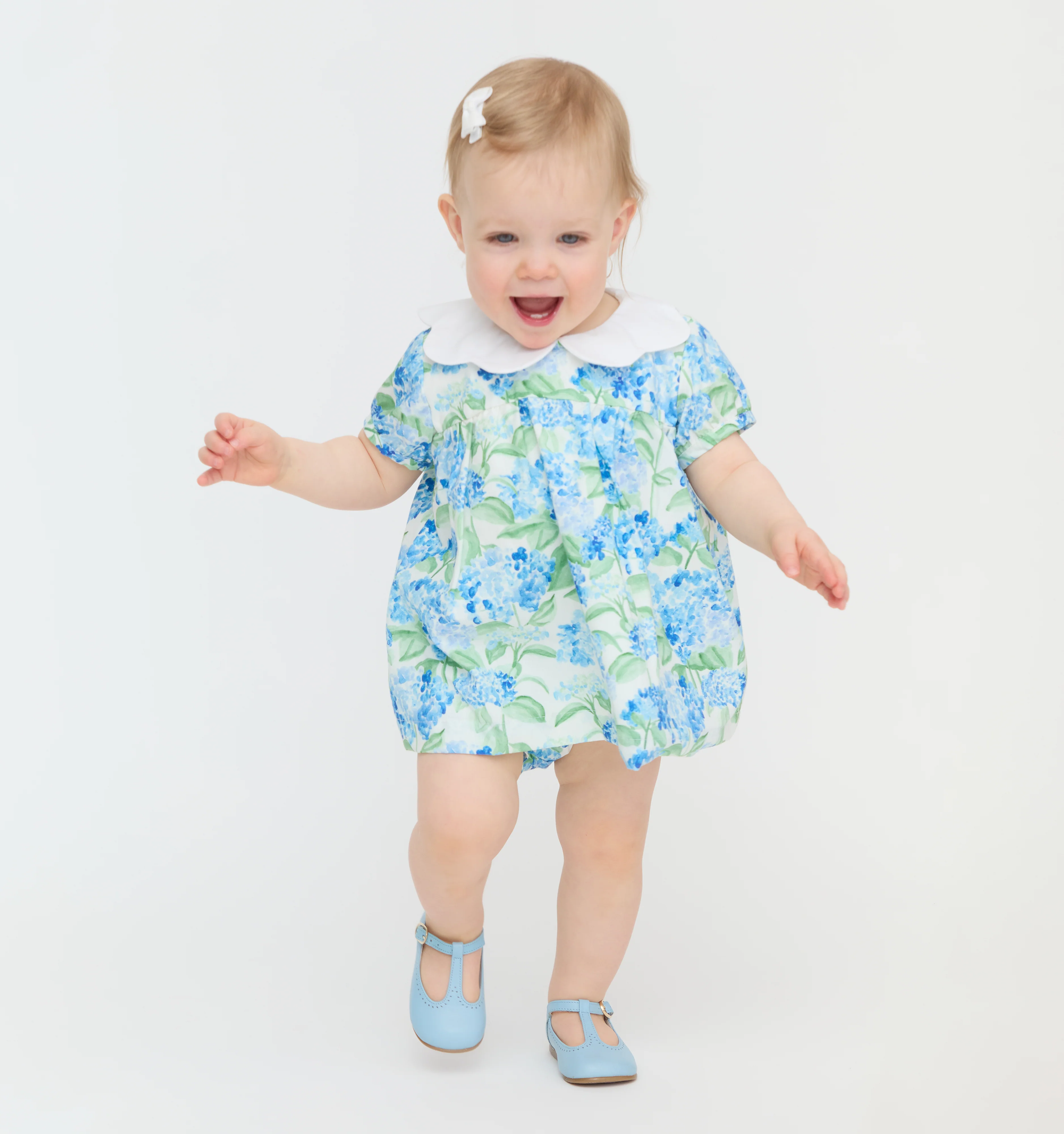 The Hill House x La Coqueta Hestia Baby Girl Set - Blue Watercolor Hydrangea