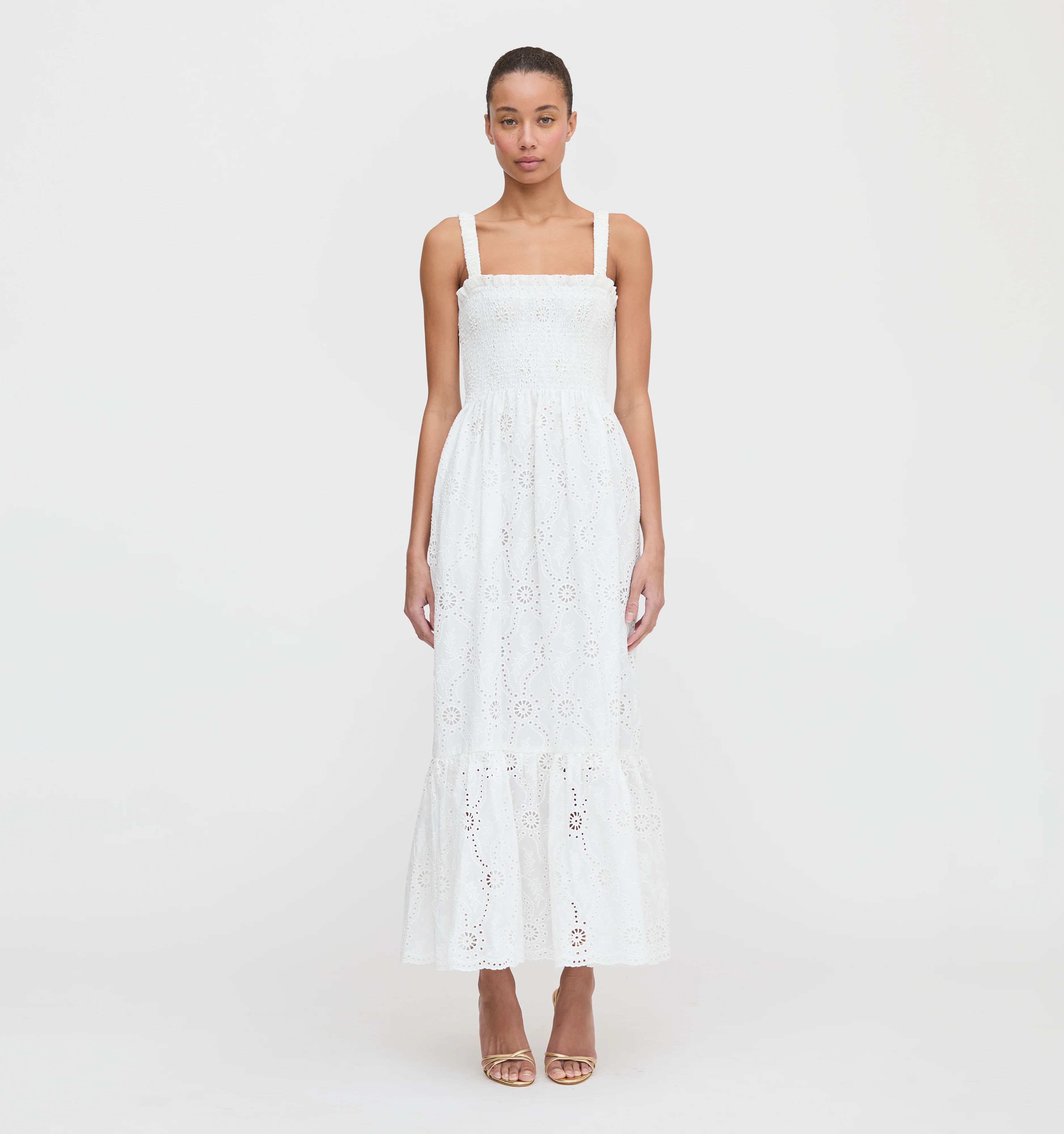 The Anjuli Nap Dress - White Trellis Broderie