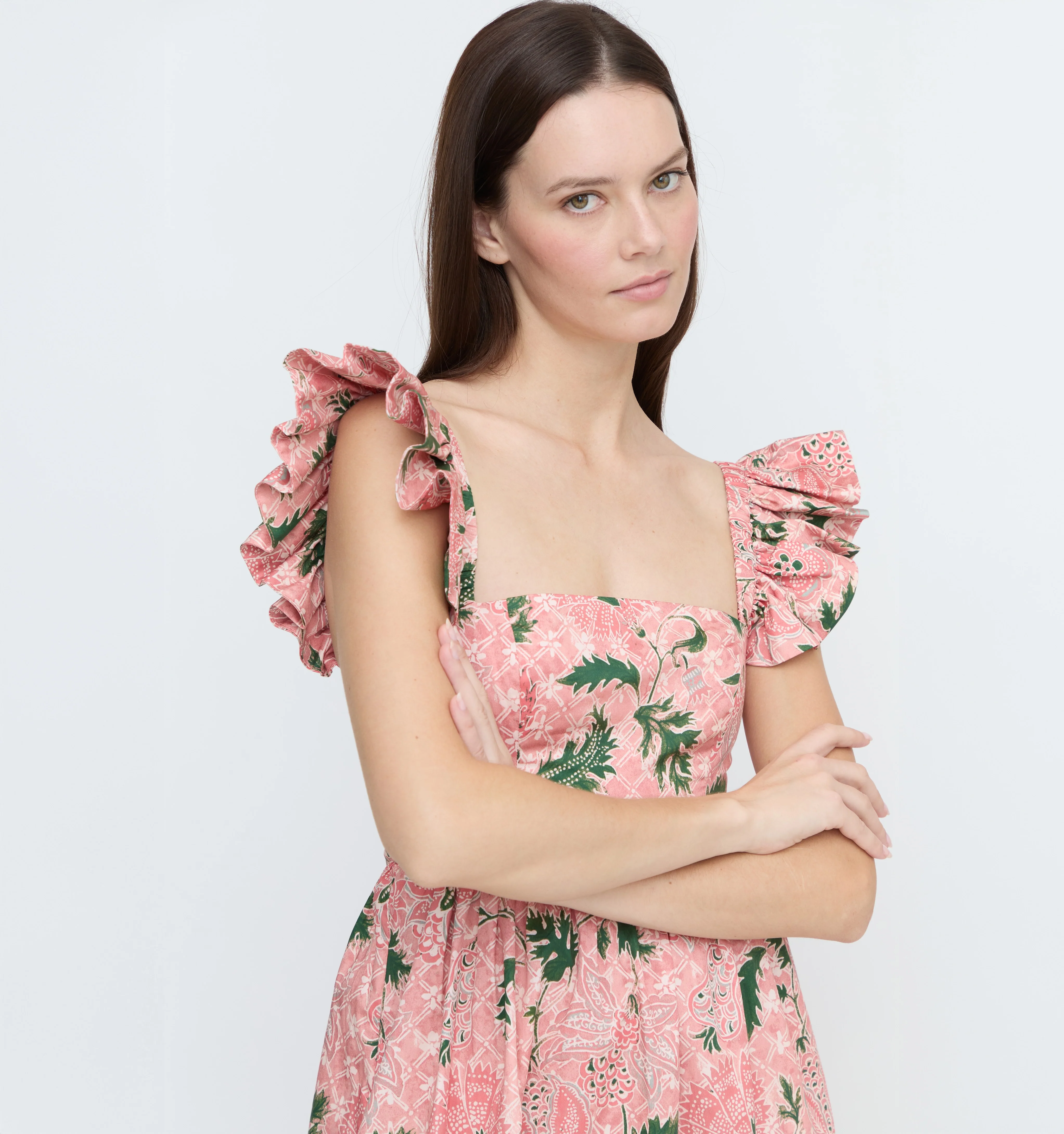 The Pippa Dress - Rose Calico Trellis