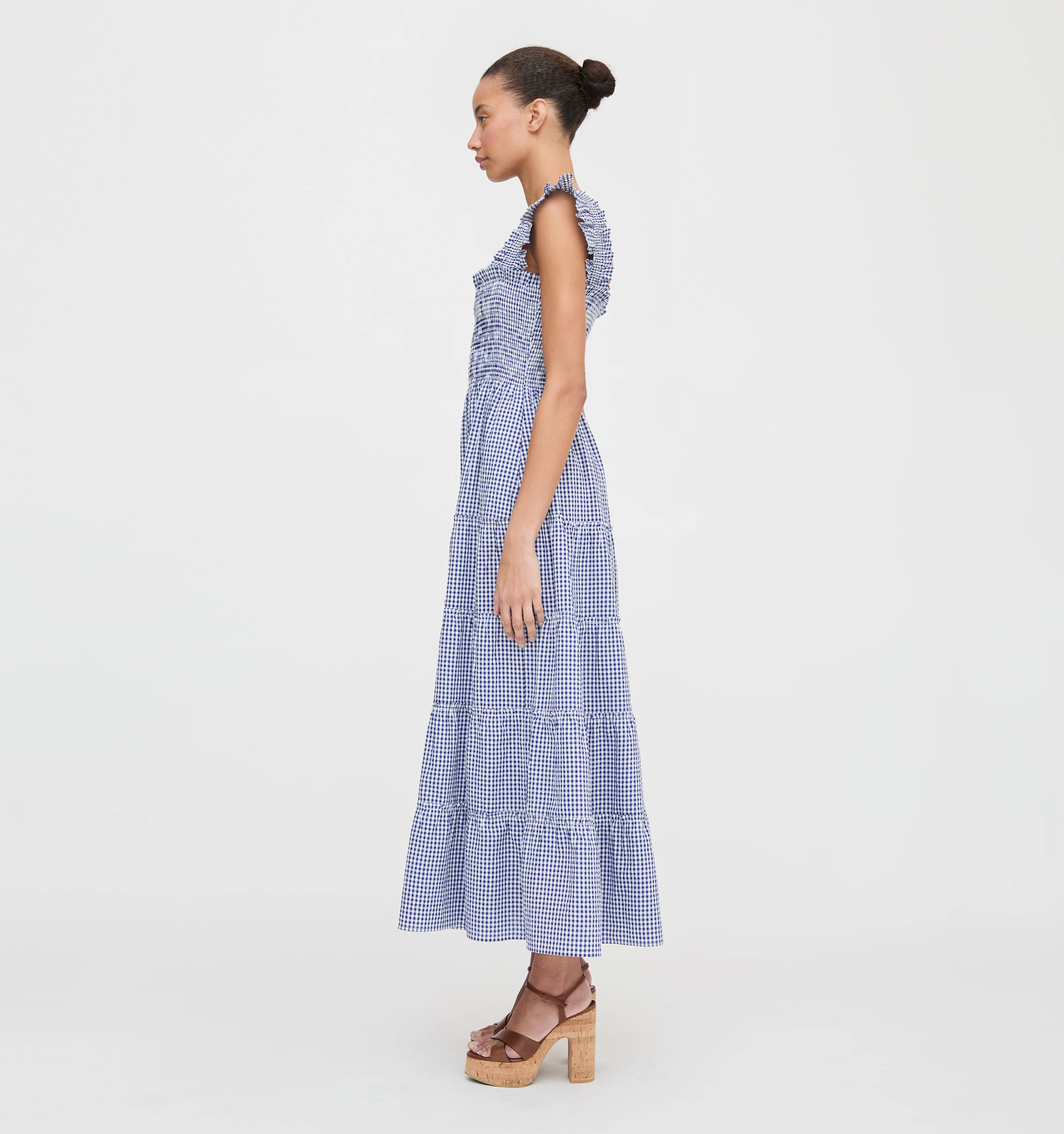 The Ellie Maxi Nap Dress - Navy Gingham