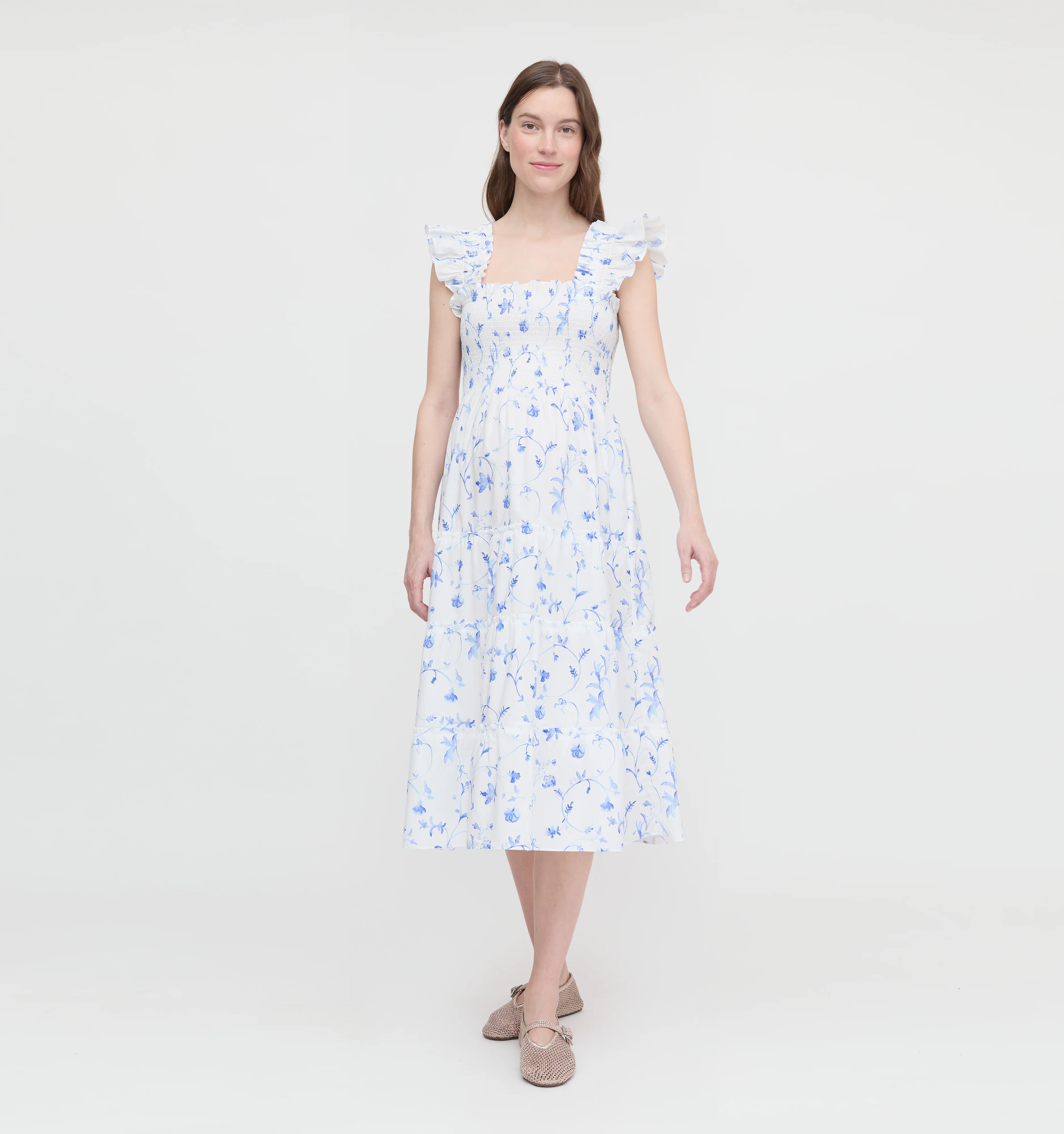 The Maternity Ellie Nap Dress - Blue Botanical