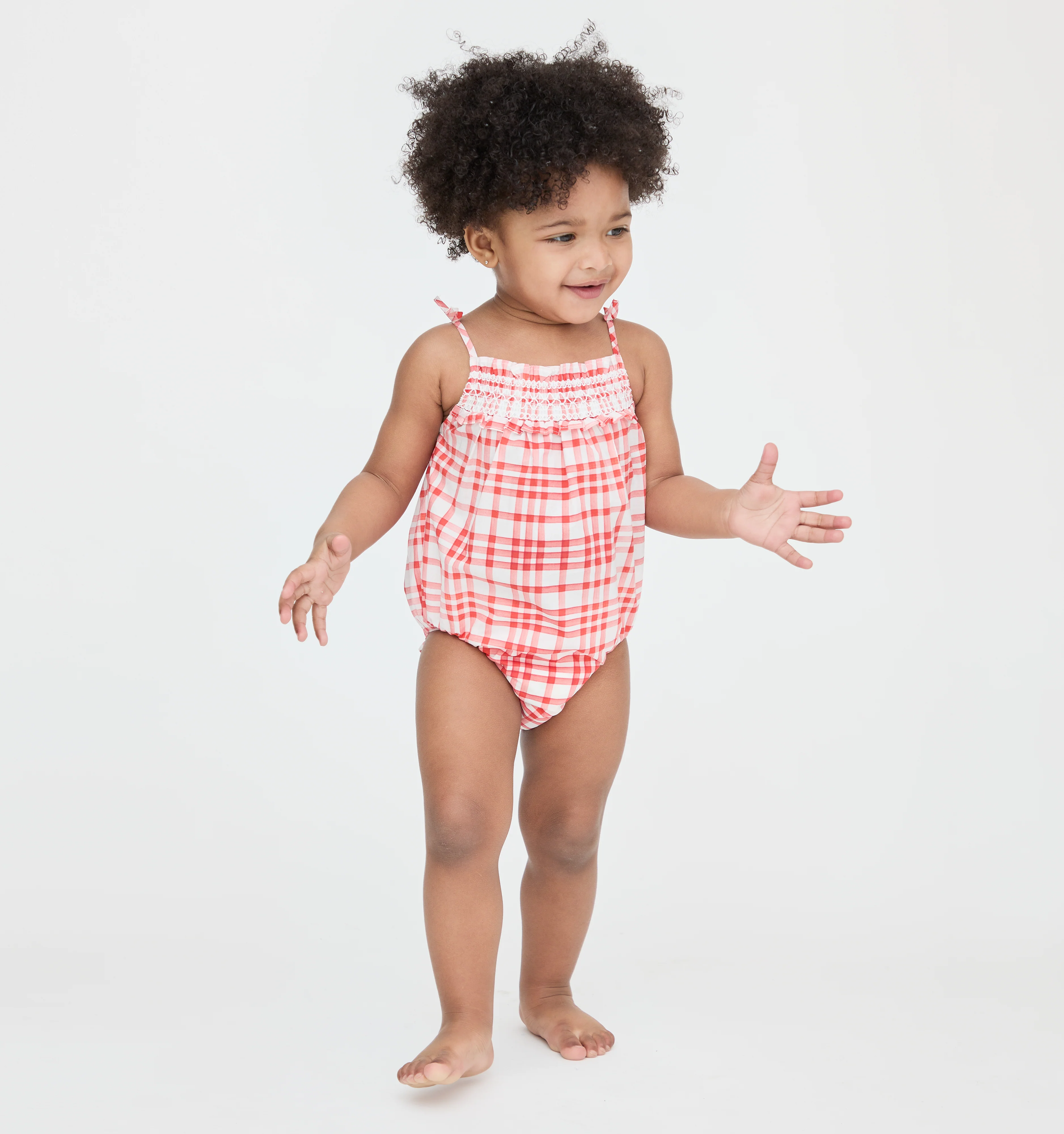 The Baby Kendall Bubble - Cherry Watercolor Gingham
