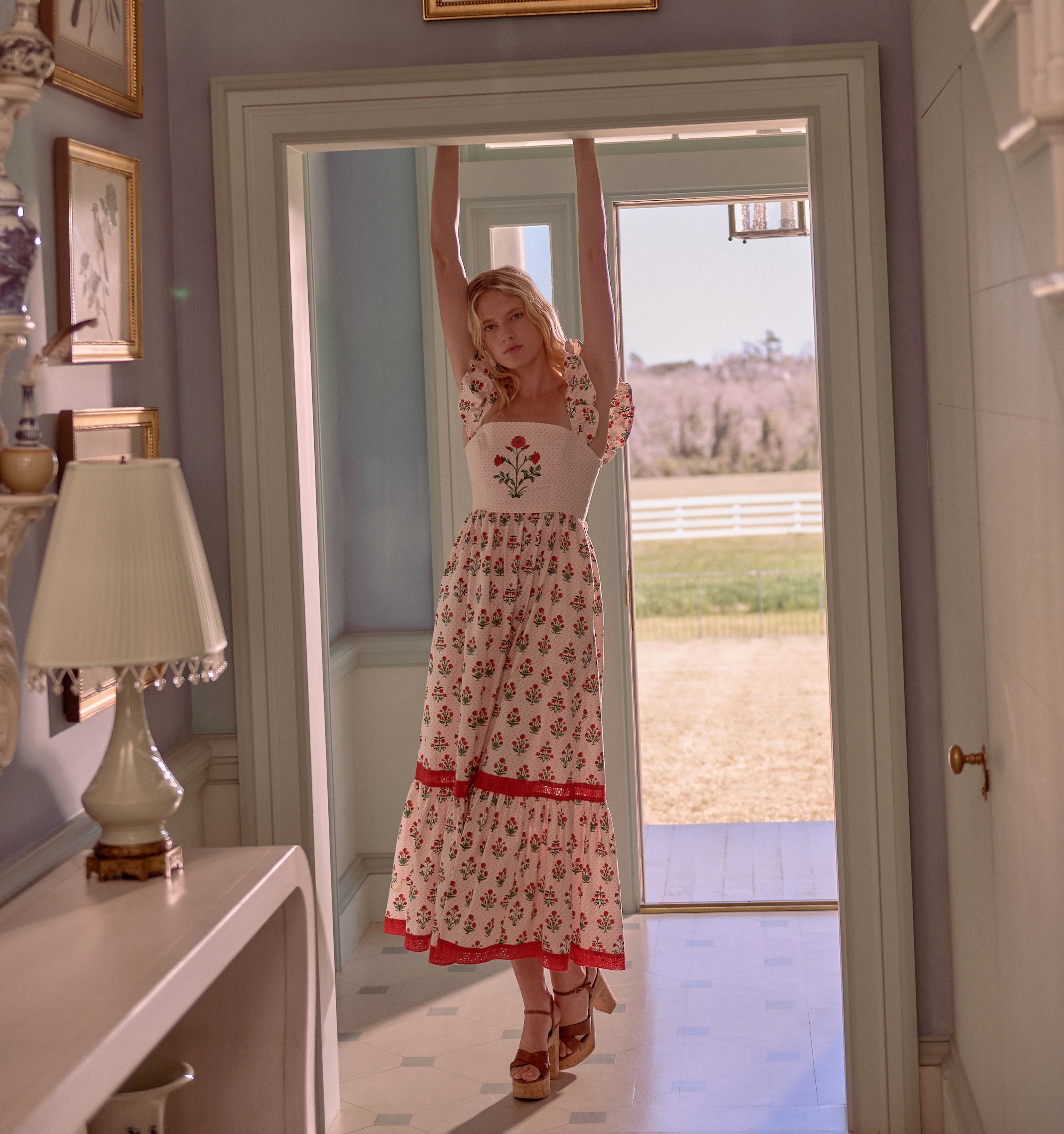 The Pippa Dress - Poppy Block Print