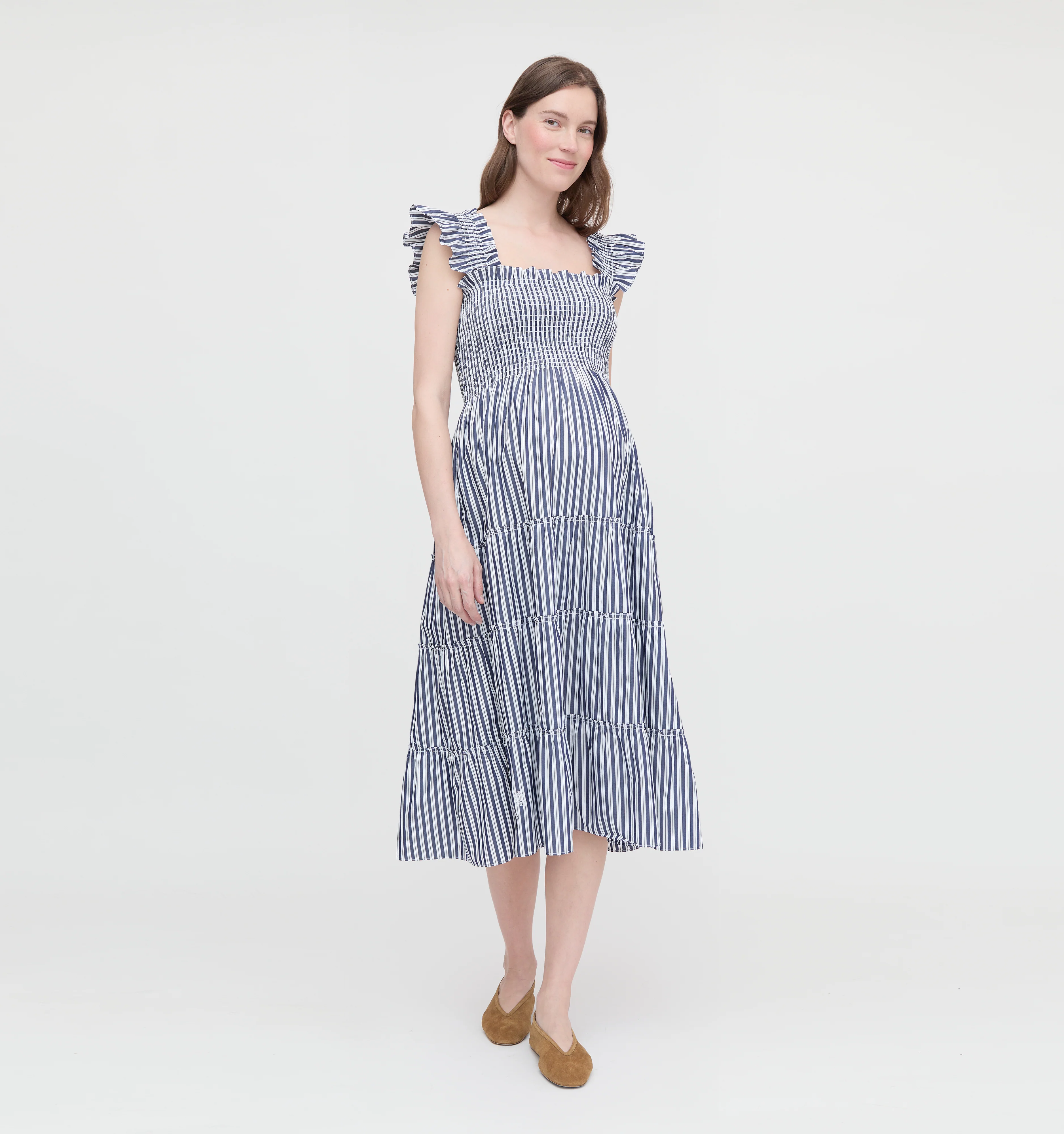 The Maternity Ellie Nap Dress - Navy Stripe
