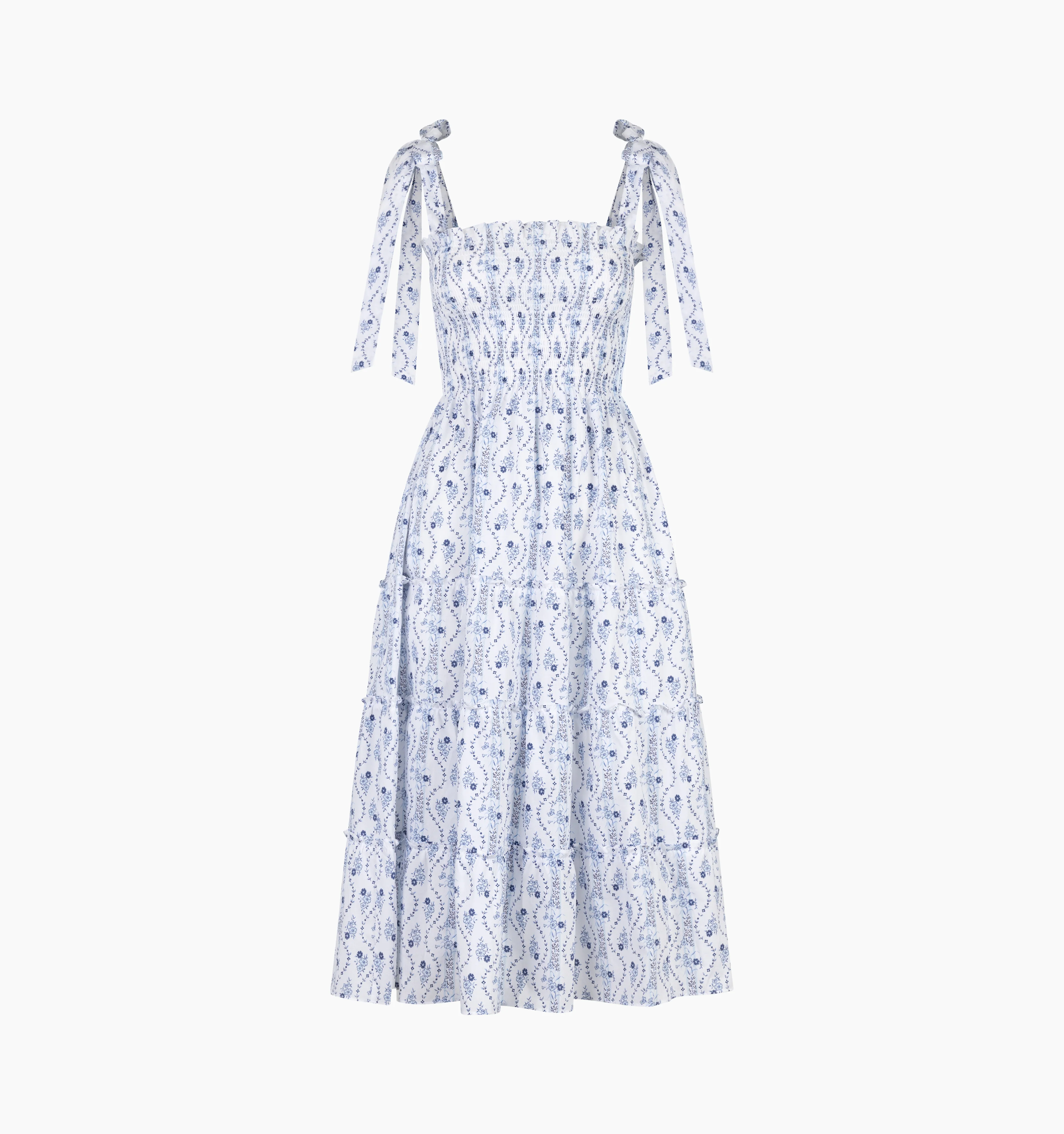 The Ribbon Ellie Nap Dress - Blue Vine Stripe