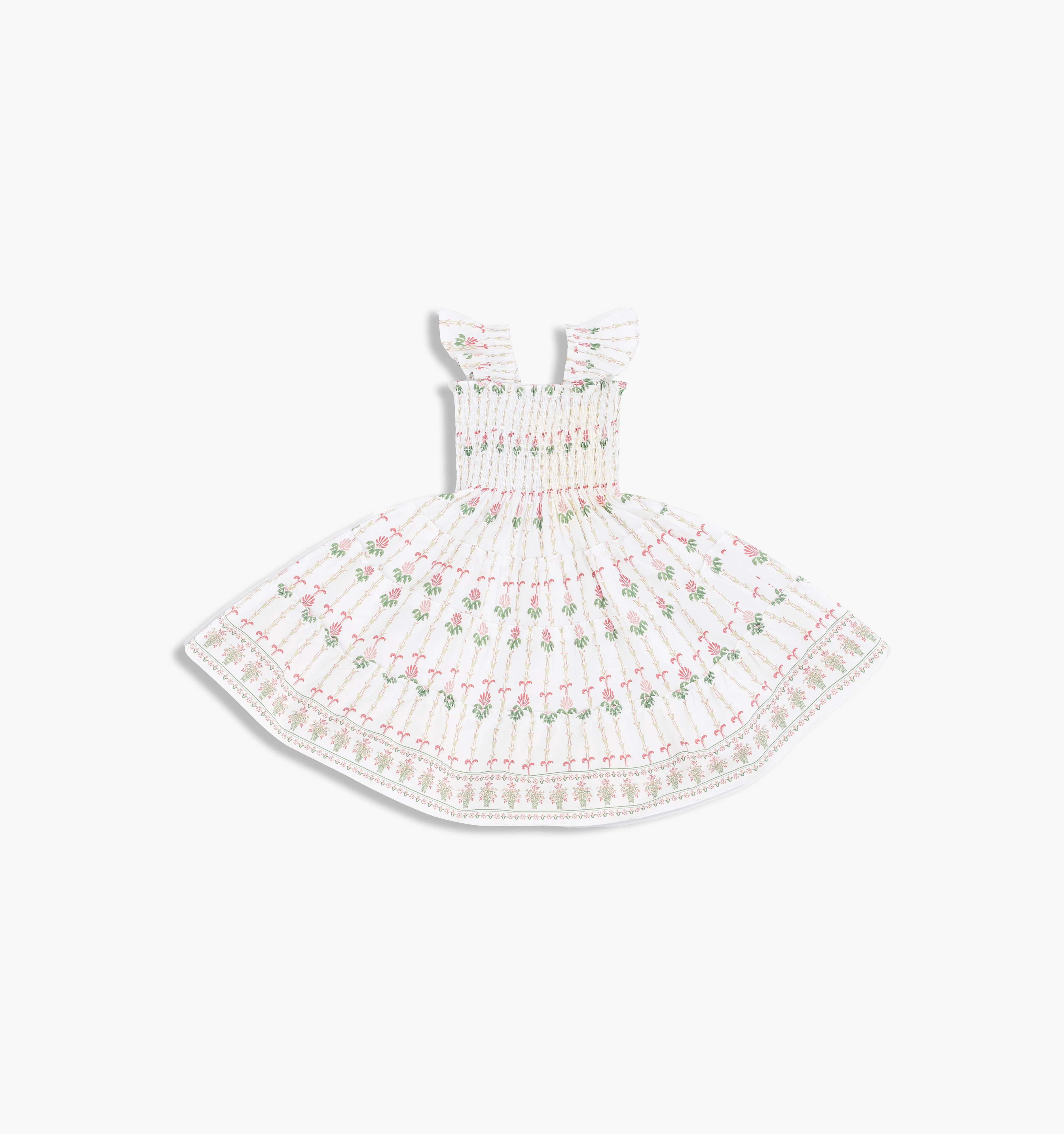 The Tiny Ellie Nap Dress - White Trailing Fern