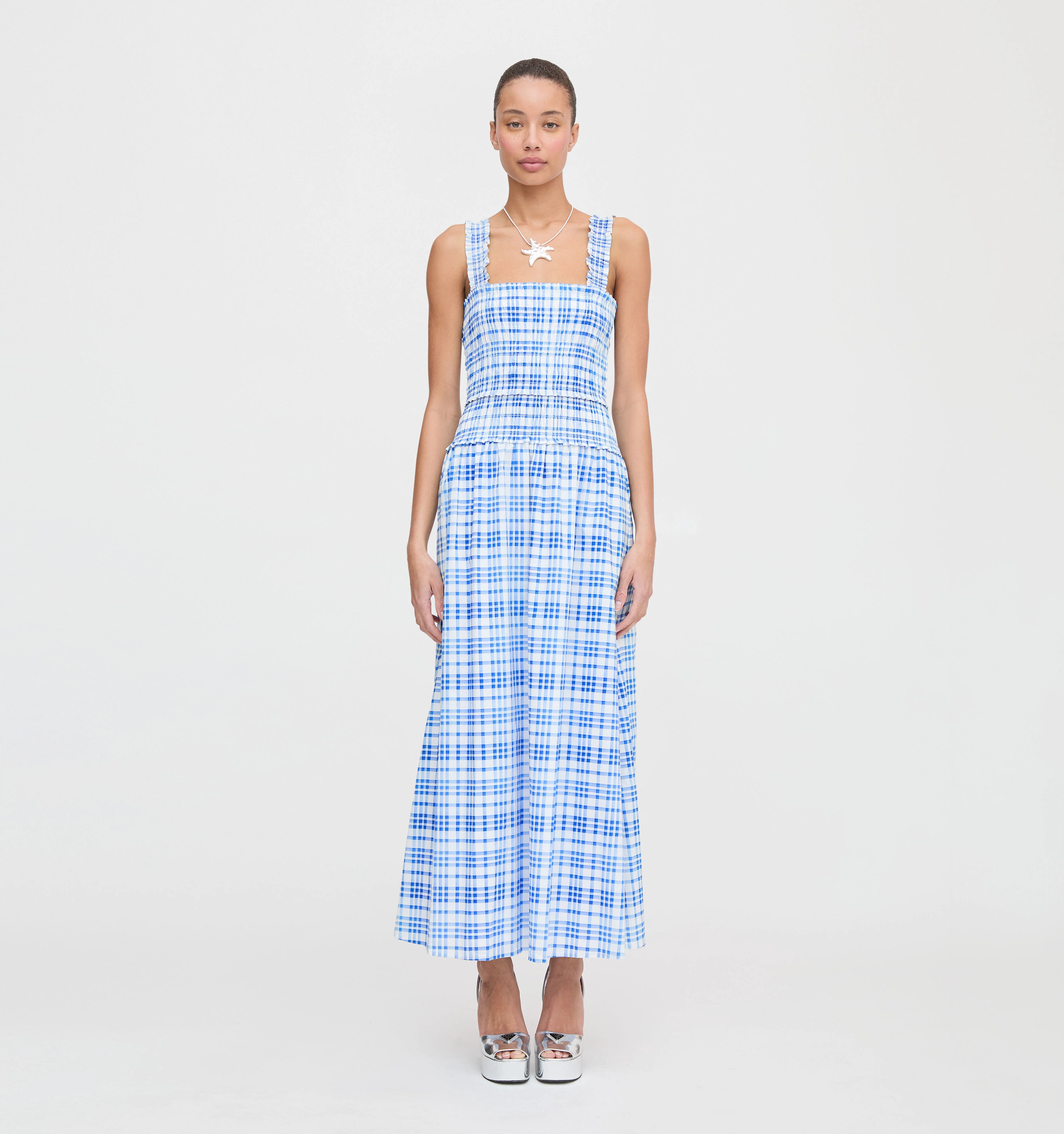The Azalea Maxi Nap Dress - Blue Watercolor Gingham