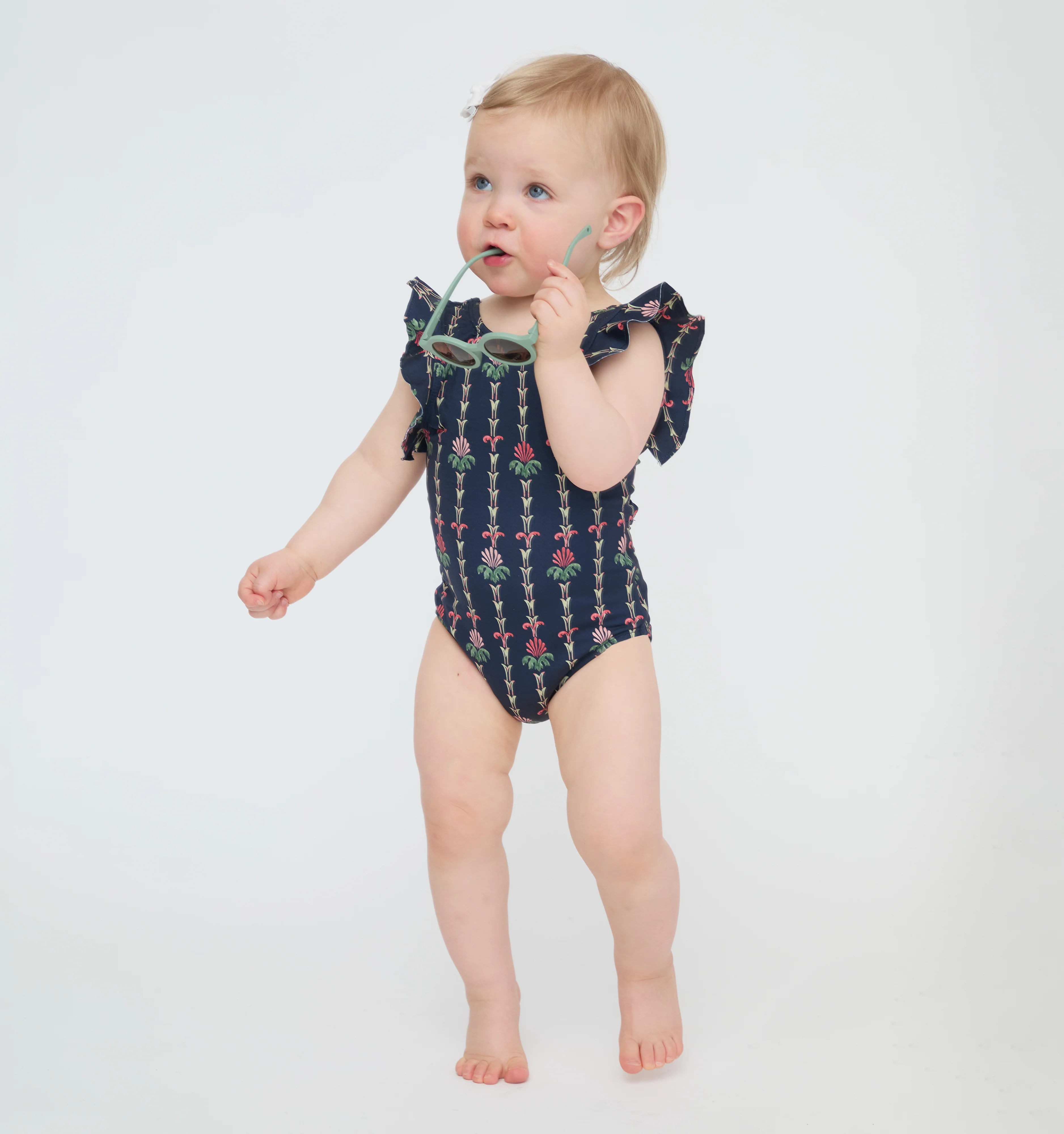 The Baby Rosie Swimsuit - Navy Trailing Fern