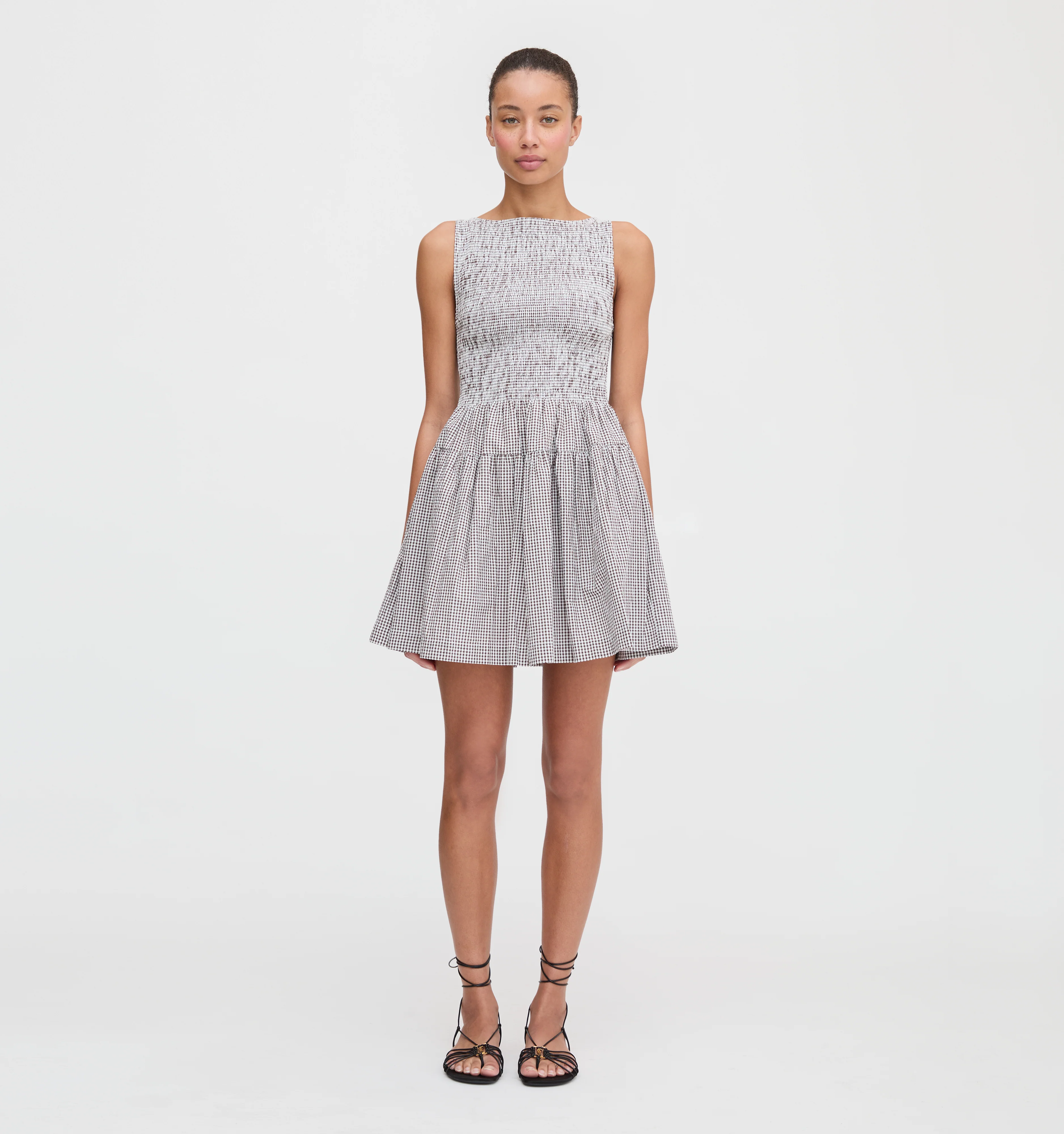 The Cosima Mini Nap Dress - Chocolate Gingham