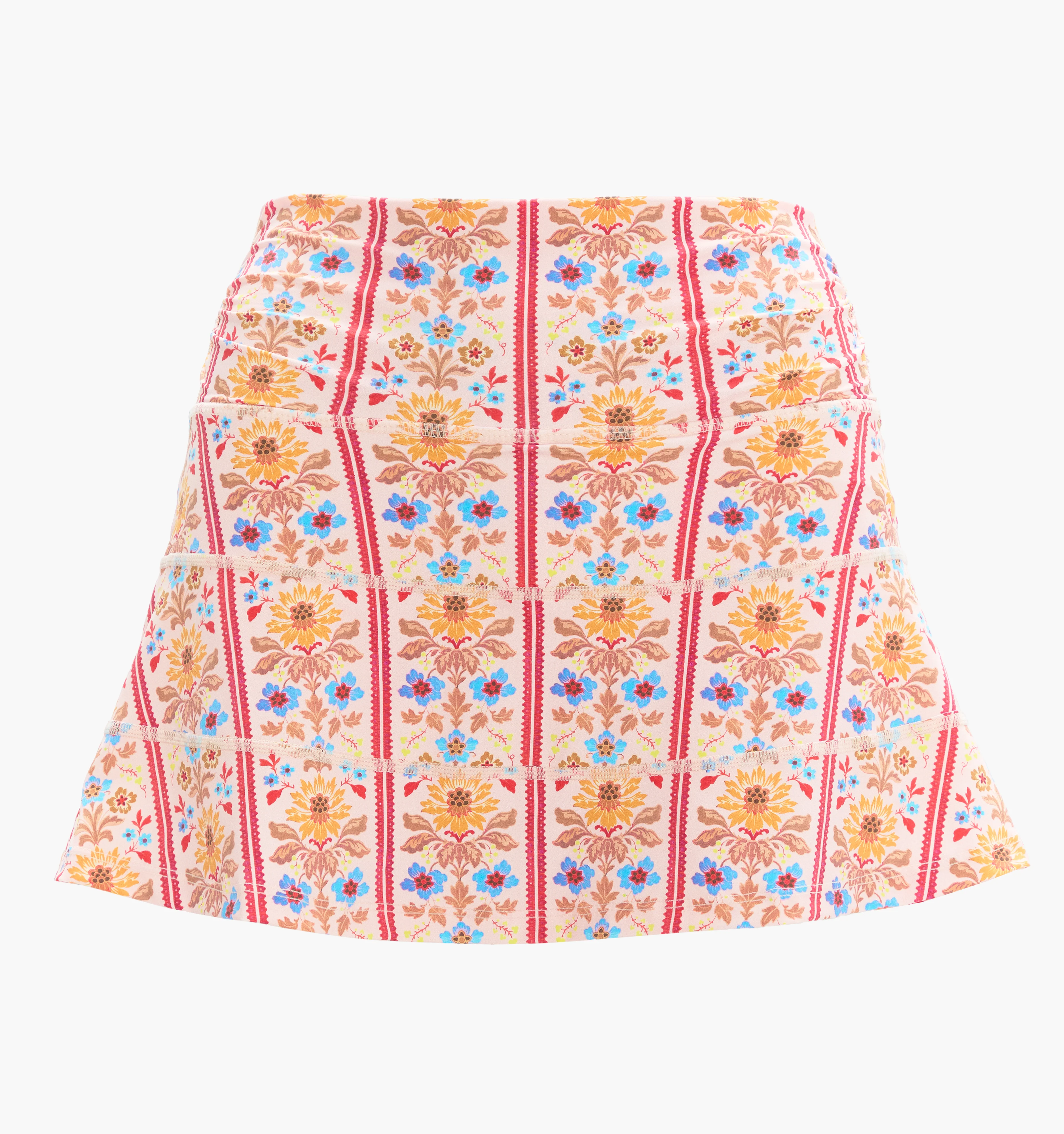 The Riley Pool Skirt - Pink Floral Block Stripe