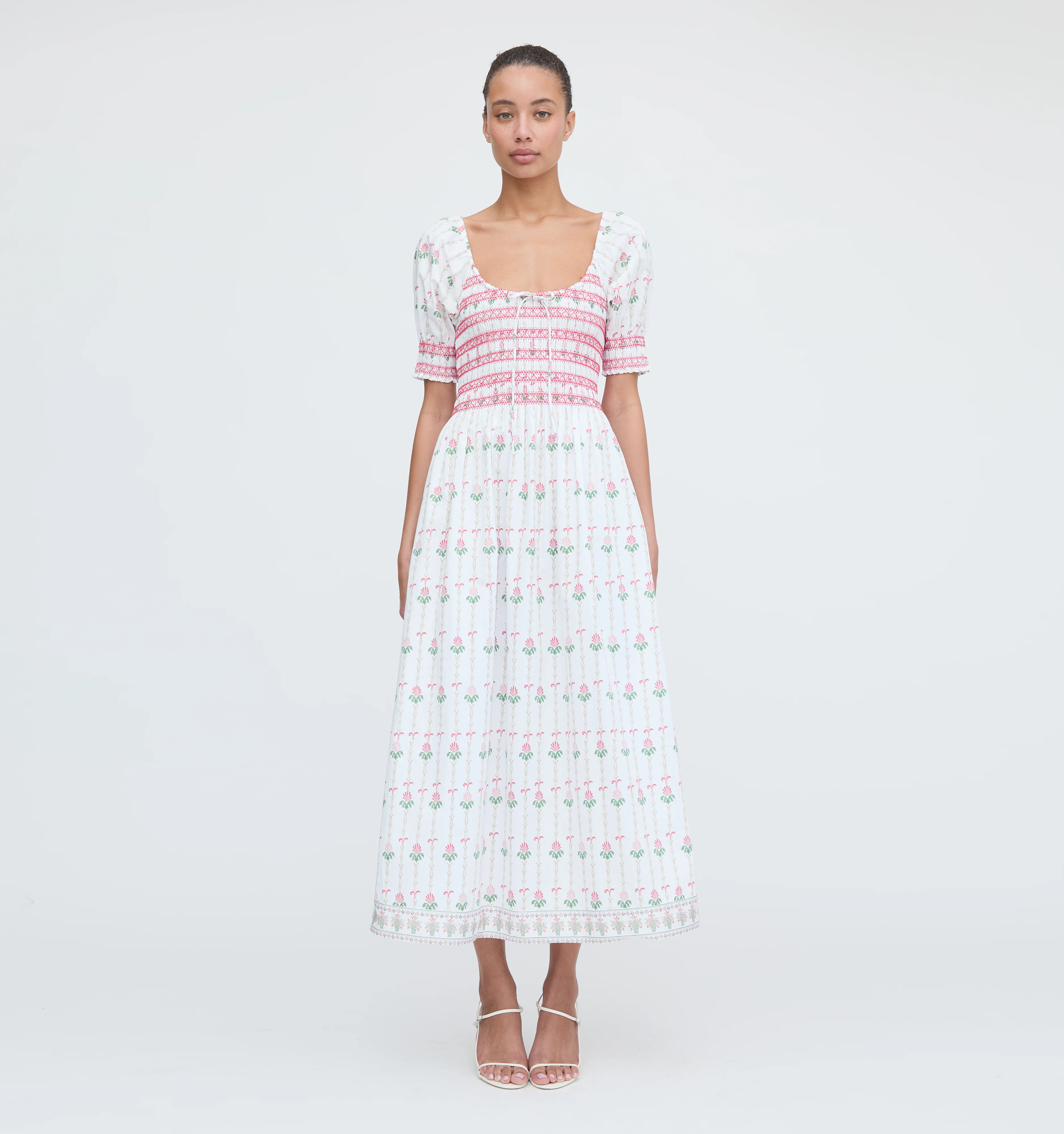 The Madeline Nap Dress - White Trailing Fern