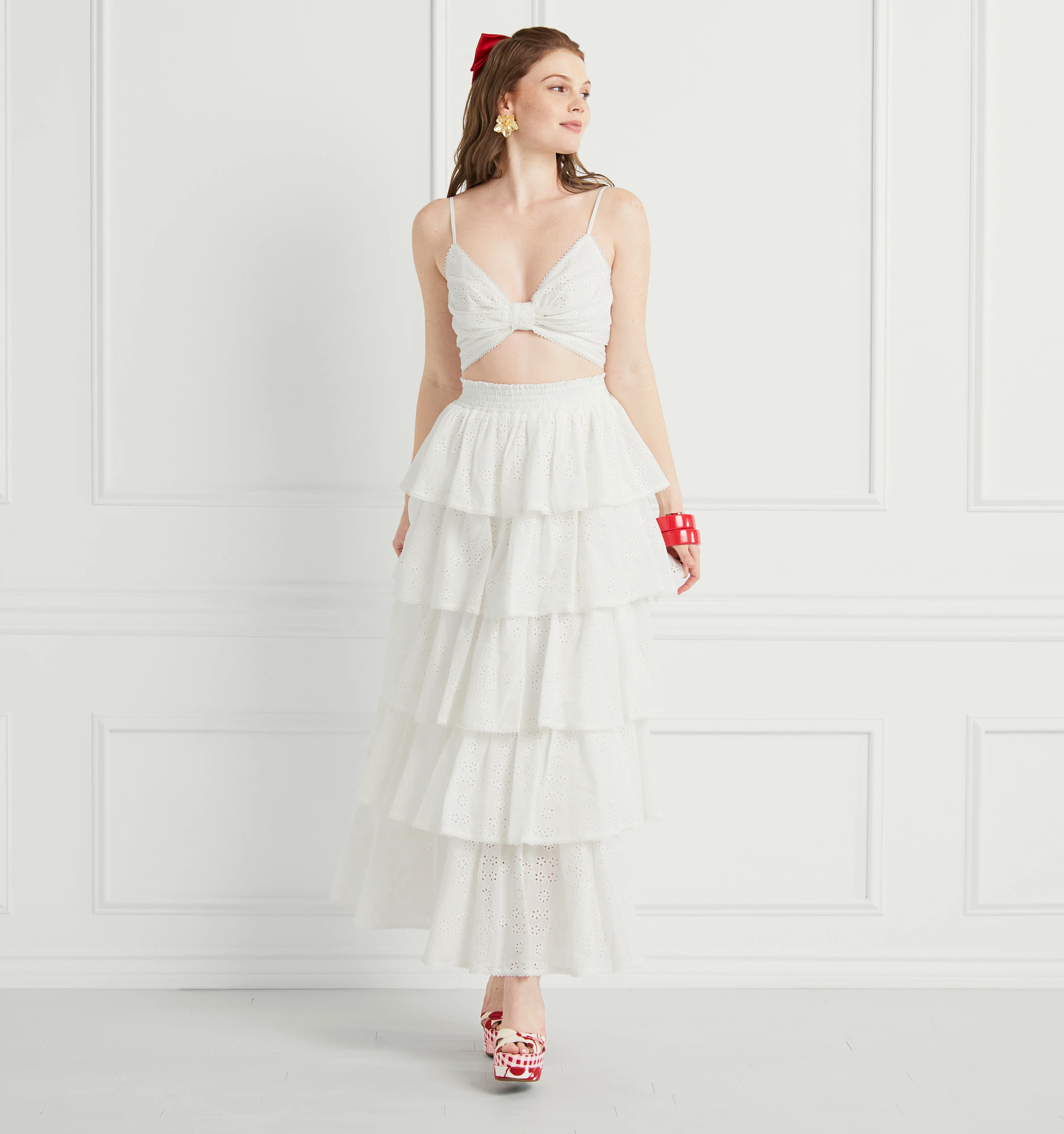 The Eyelet Noemie Skirt - White Eyelet