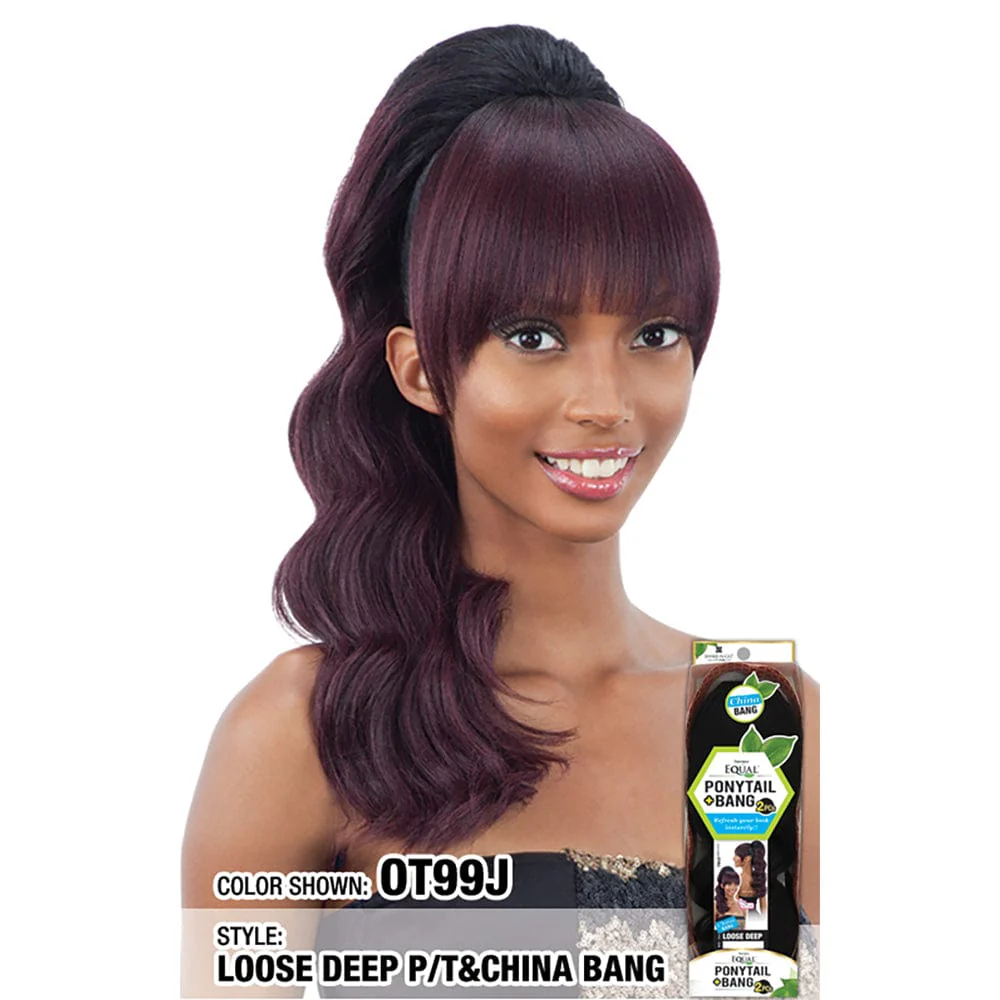 FreeTress Synthetic Ponytail + China Bang - Loose Deep