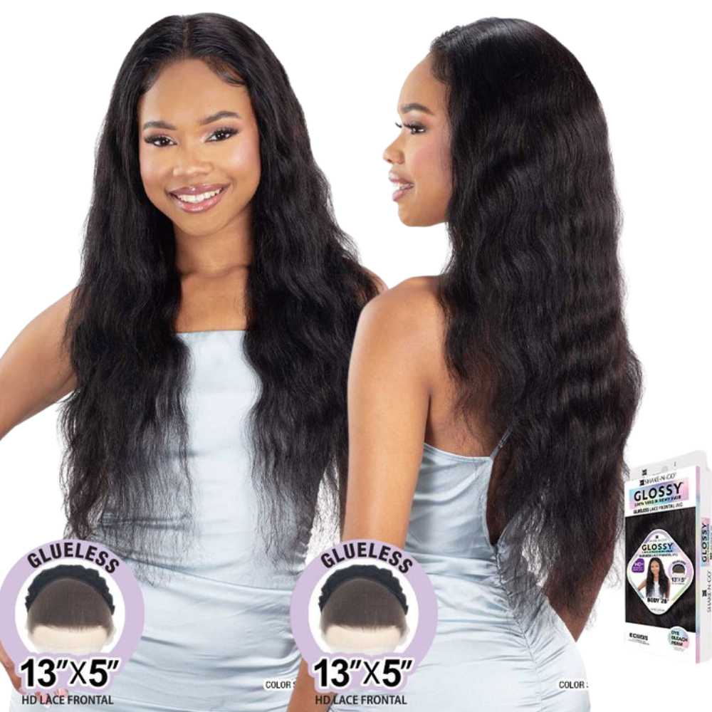 Shake-N-Go Glossy Human Hair Glueless Lace Frontal Wig - Body 28