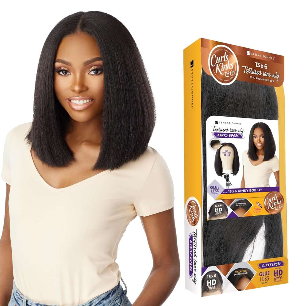 Sensationnel Kinky Edges 13x6 HD Lace Wig - Kinky Bob 14
