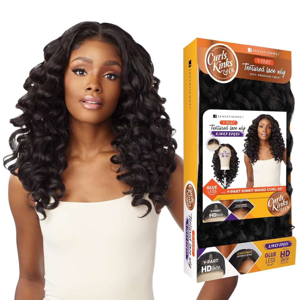 Sensationnel Kinky Edges Textured Lace Wig - Y-Part Kinky Wand Curl 20