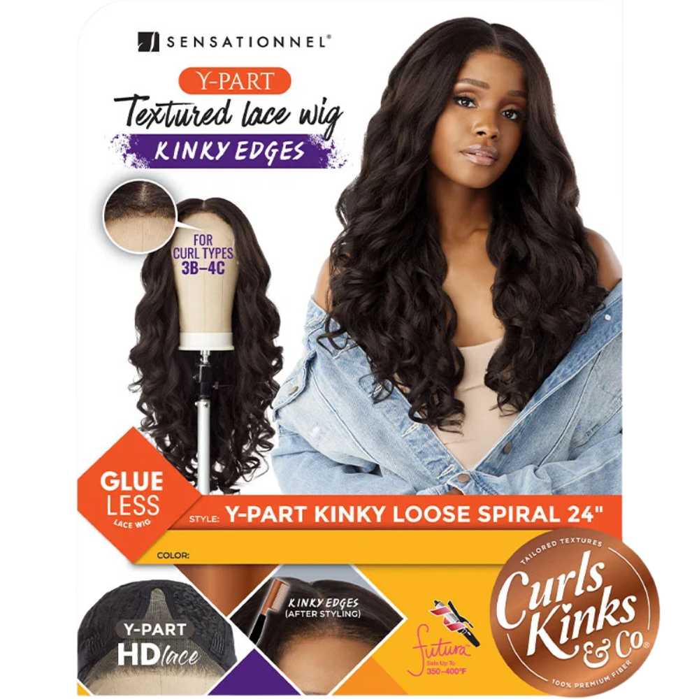 Sensationnel Kinky Edges Textured Lace Wig - Y-Part Kinky Loose Spiral 24