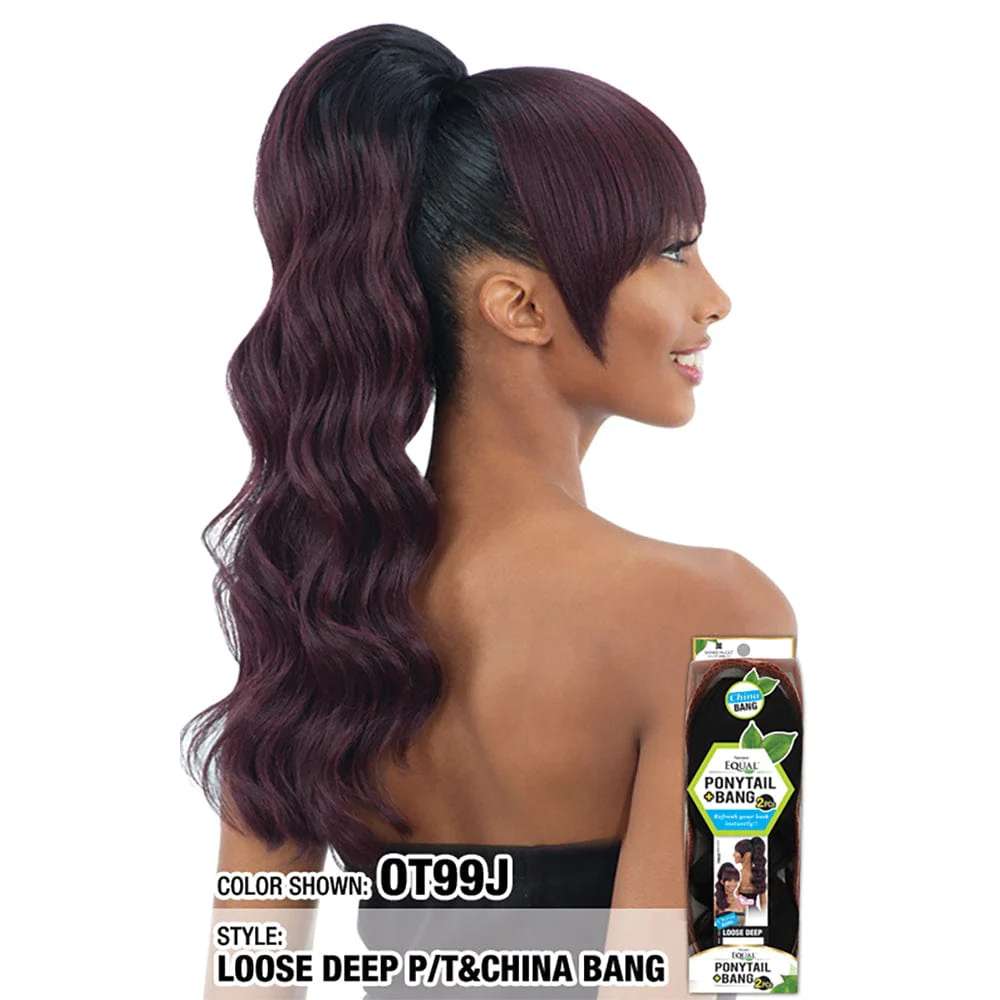 FreeTress Synthetic Ponytail + China Bang - Loose Deep