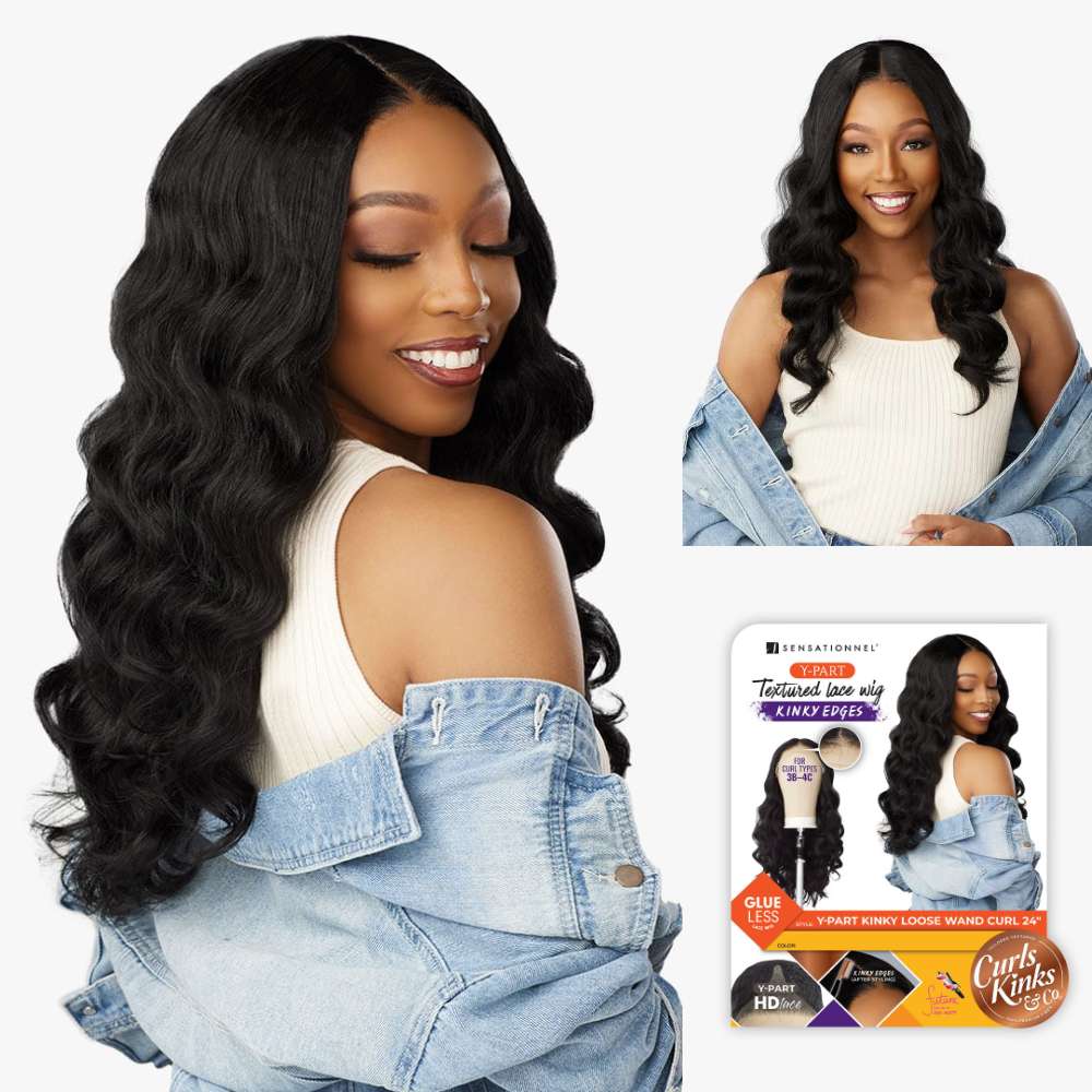 Sensationnel Kinky Edges Textured Lace Wig - Y-Part Kinky Loose Wand Curl 24