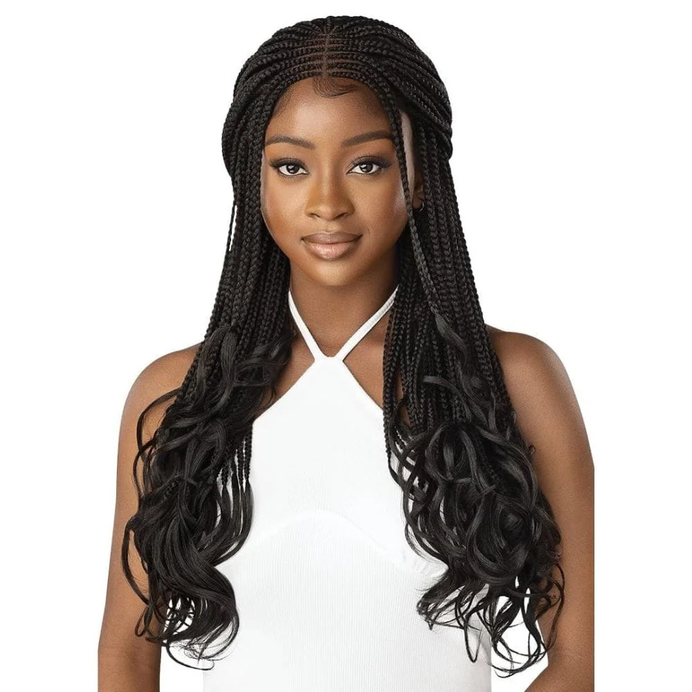 Outre Pre-Braided Lace Front Wig - Middle Part French Curl Box Braids 26